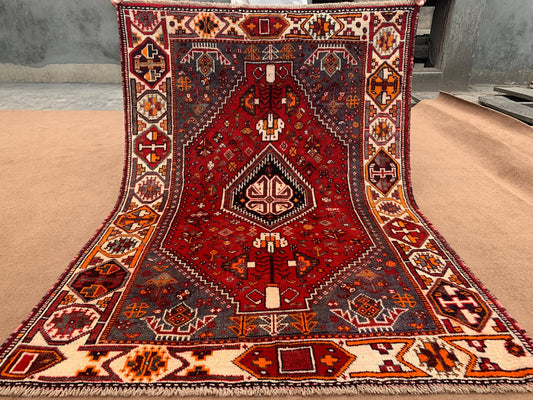 Vintage Wool Area Rug 4x5 ft Afghan Caucasian Rug Tribal Handmade Rug, Bedroom Rug Collectors piece Rug Antique Oriental Rug Kitchen Rug etc