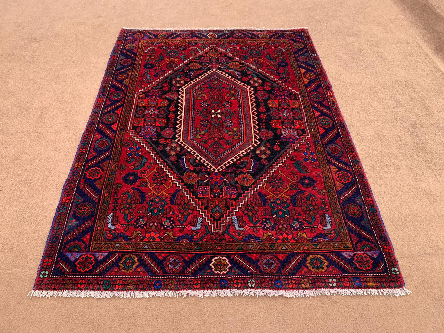 4x5 ft Handmade Afghan Vintage Turkish Heriz Wool Rug