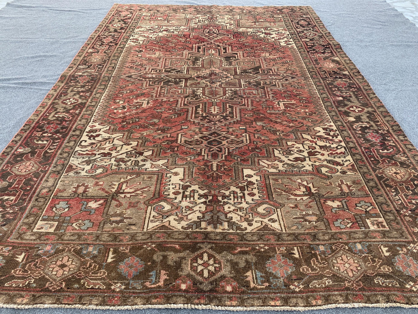 Vintage Geometric Rug 6x9 ft Handmade Afghan Wool Rug Antique Heriz Rug Collectors Piece Rug Oriental Tribal Rug One of kind Rug Bedroom Rug