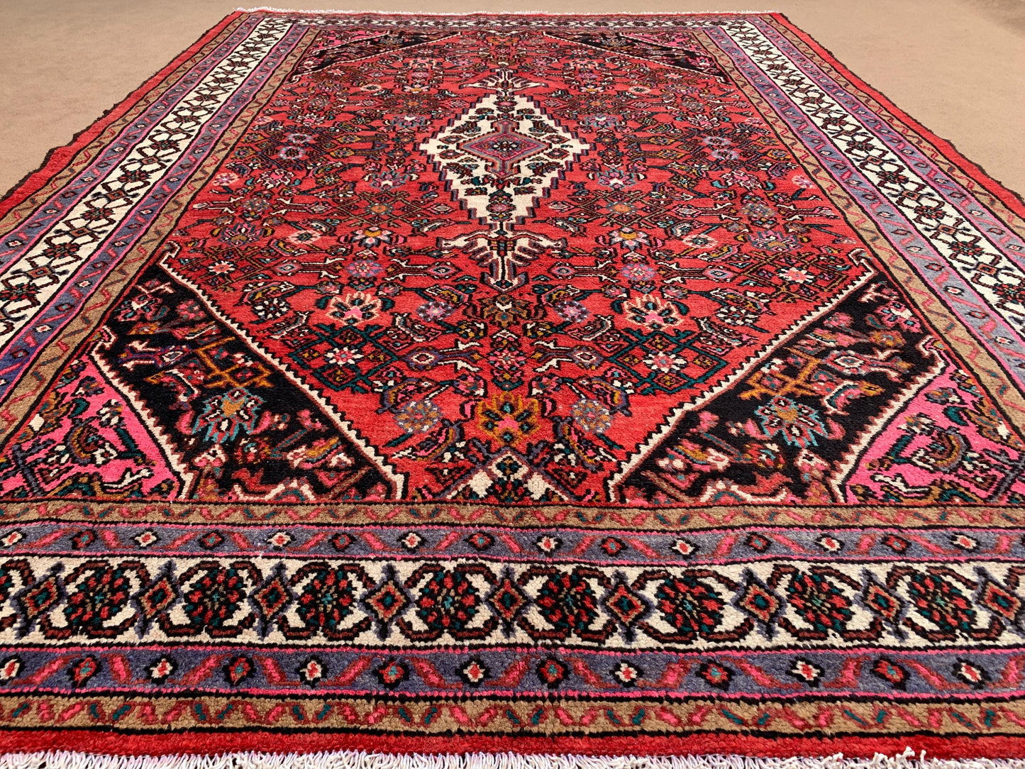 Vintage Collectors Rug 7x10 ft Handmade Afghan Rug Oriental Wool Rug Caucasian design Rug Turkmen Tribal Rug Antique Floral Rug Bedroom Rug.