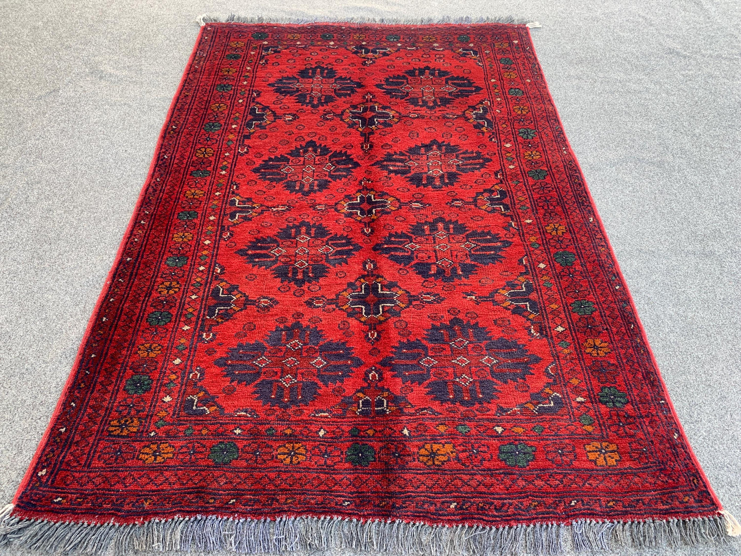 Bukhara Vintage Rug 3x5 ft  Handmade Afghan Rug Tribal Wool Area Rug Red Bukhara Rug Oriental Geometric Rug Kitchen Rug Entryway Bedroom Rug