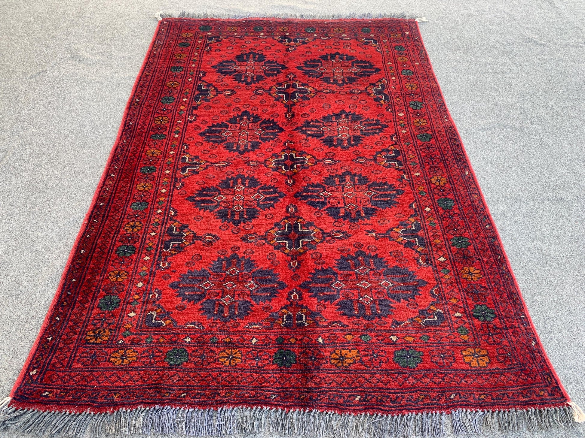 Bukhara Vintage Rug 3x5 ft Handmade Afghan Rug Tribal Wool Area Rug Red Bukhara Rug Oriental Geometric Rug Kitchen Rug Entryway Bedroom Rug