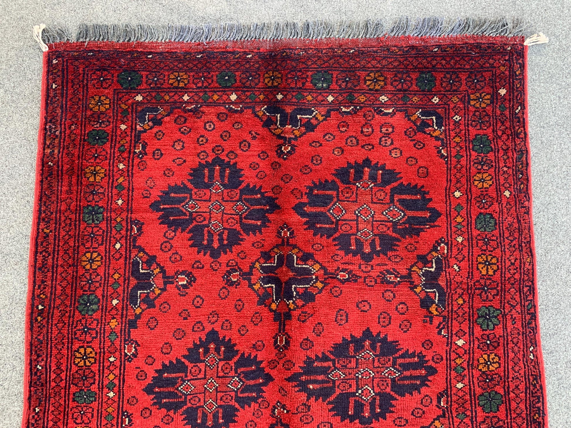 Bukhara Vintage Rug 3x5 ft Handmade Afghan Rug Tribal Wool Area Rug Red Bukhara Rug Oriental Geometric Rug Kitchen Rug Entryway Bedroom Rug
