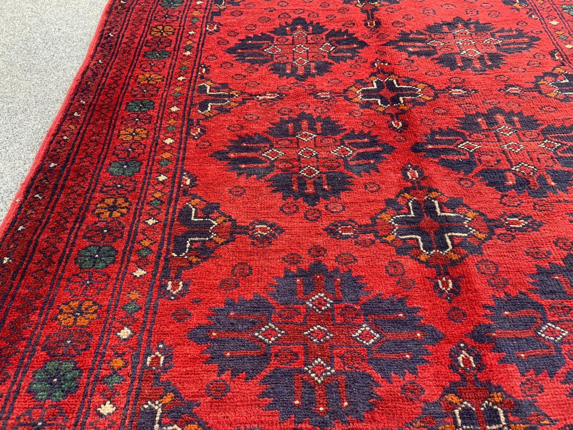 Bukhara Vintage Rug 3x5 ft Handmade Afghan Rug Tribal Wool Area Rug Red Bukhara Rug Oriental Geometric Rug Kitchen Rug Entryway Bedroom Rug