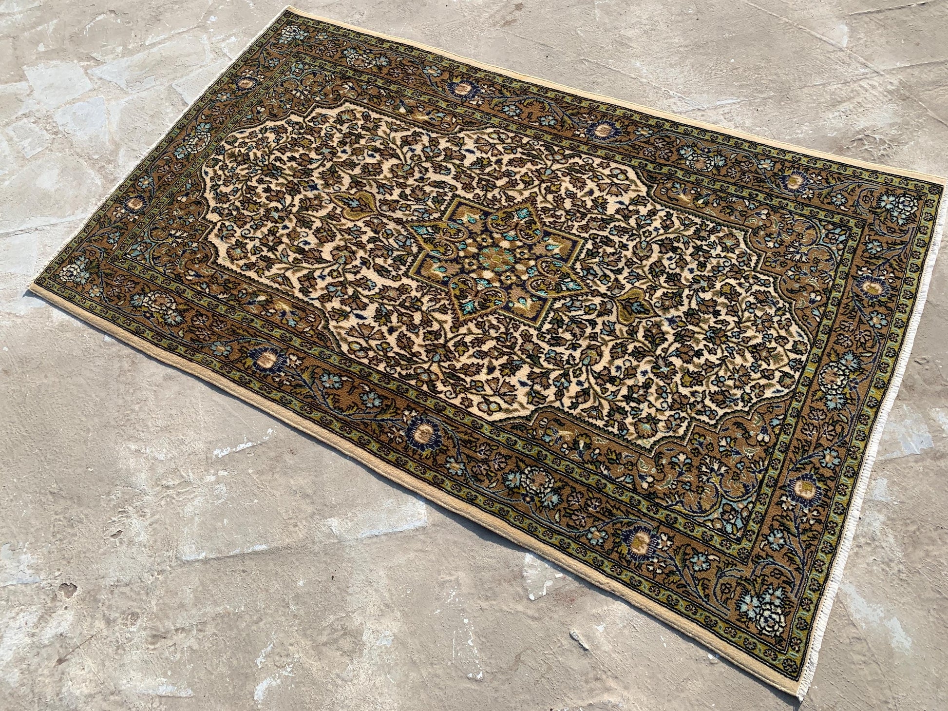 Vintage Mamluk Rug 3x5 ft Handmade Afghan Rug, Mamluk design Rug Geometric Tribal Wool Rug, Oriental Floral Rug Entryway Office Bedroom Rug