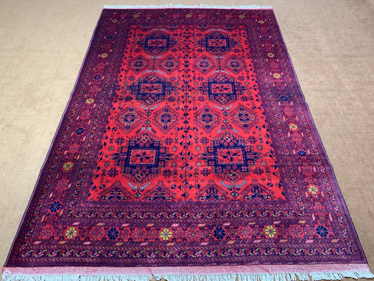 6x9 ft Afghan Khal Muhammadi Rug Handmade Afghan Wool Rug, Geometric Area Rug Oriental Khal Muhammadi Rug. Rugs for Bedroom Living Room Rug.