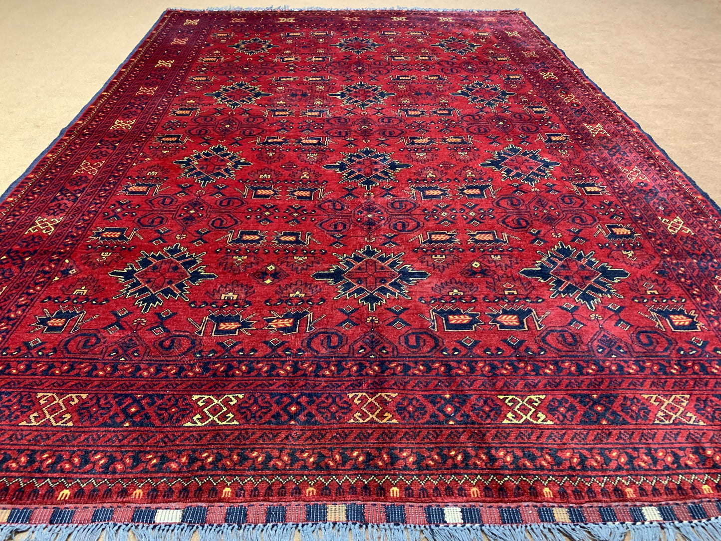 6x9 ft Vintage Afghan Rug Handmade Wool Rug, Kalisaye design Khal Muhammadi Rug Oriental Khamyab Rug 200x290 cm Bedroom Rug Living Room Rug.