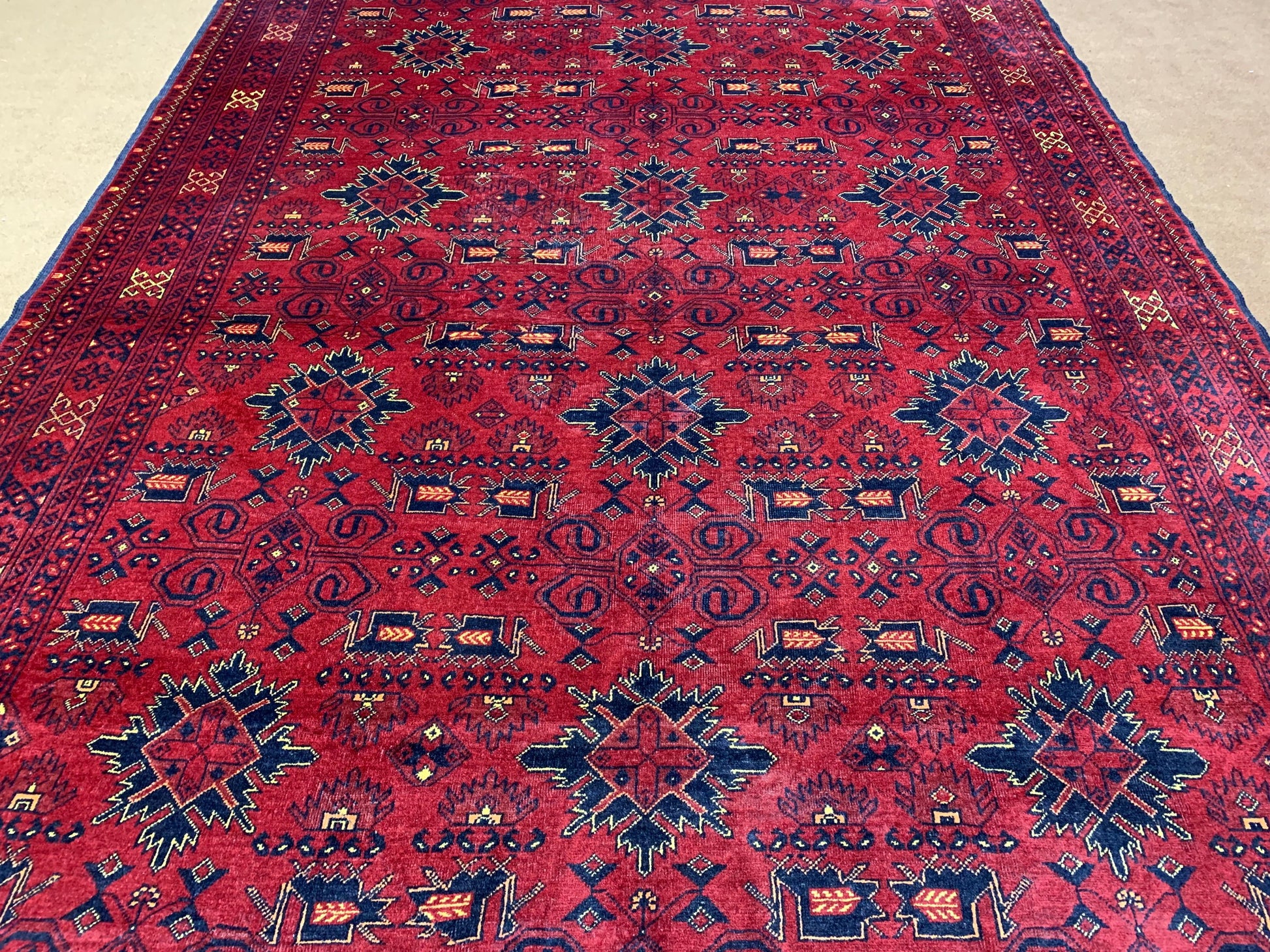 6x9 ft Vintage Afghan Rug Handmade Wool Rug, Kalisaye design Khal Muhammadi Rug Oriental Khamyab Rug 200x290 cm Bedroom Rug Living Room Rug.