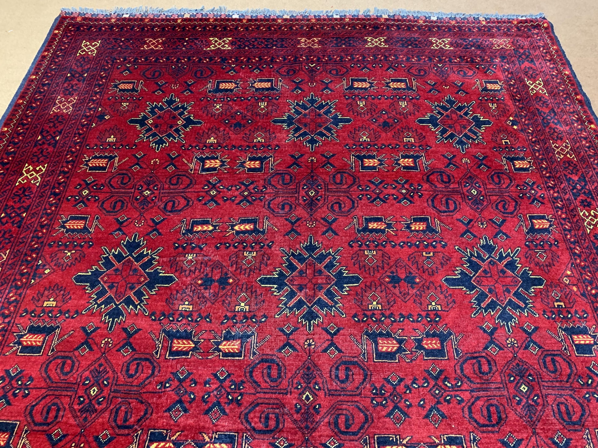 6x9 ft Vintage Afghan Rug Handmade Wool Rug, Kalisaye design Khal Muhammadi Rug Oriental Khamyab Rug 200x290 cm Bedroom Rug Living Room Rug.