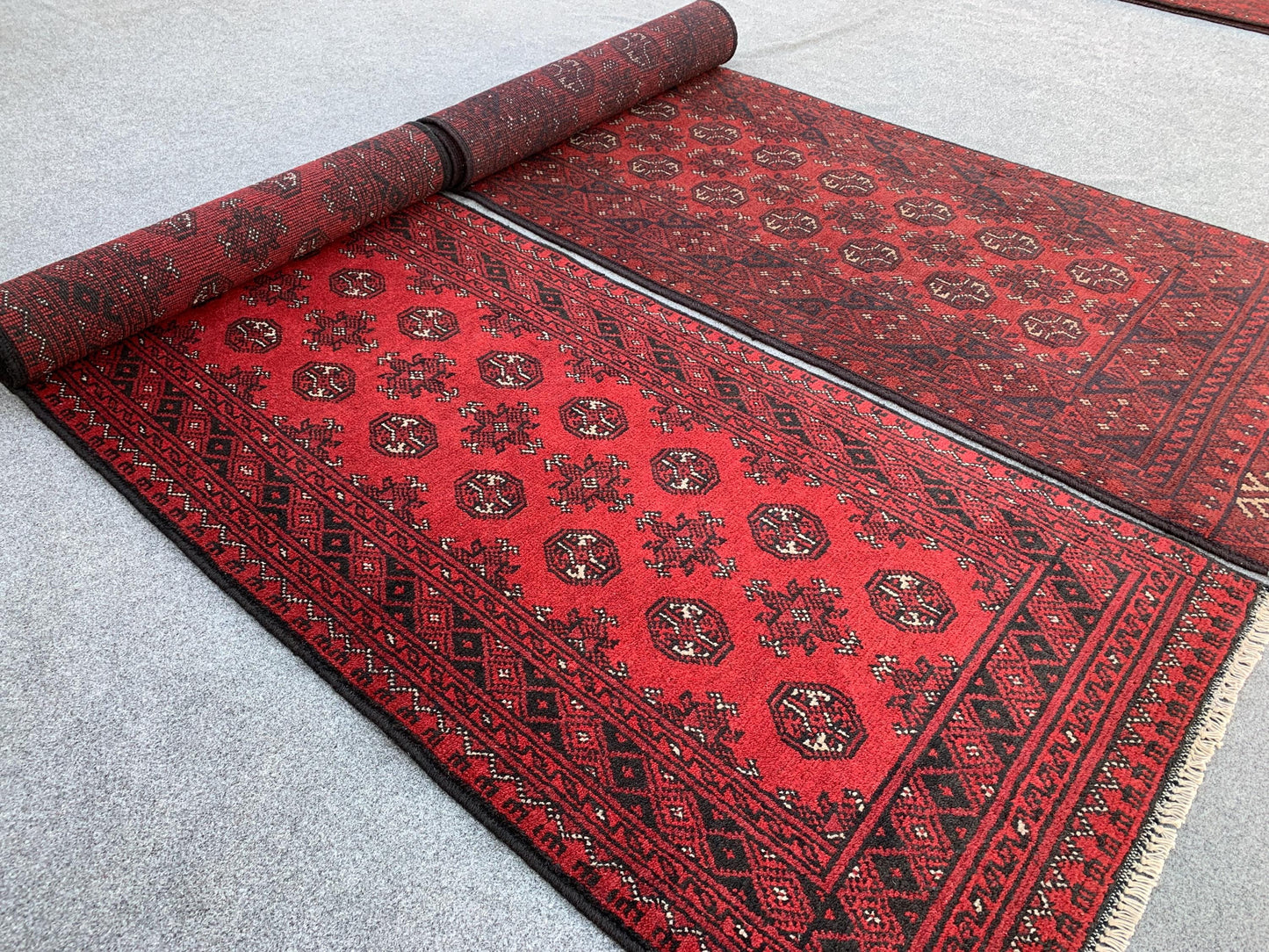 3x9 ft Set of 2 Pieces Aqcha Runner Rug, Handmade Afghan Rug, Mowri design Aqcha Rug, Oriental Wool Rug High Pile Rug Hallway Runner Rug etc