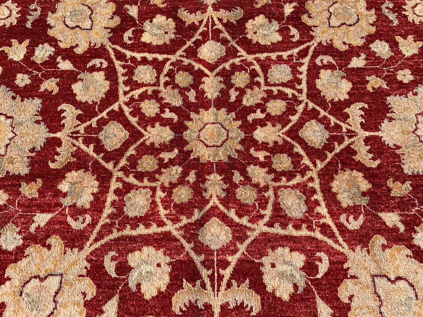 Red Beige Round Chobi Rug 8x8 ft Handmade Afghan Wool Rug Floral Chobi Rug Natural Dyes Rug Oriental Turkmen Rug Living Room Rug Bedroom Rug