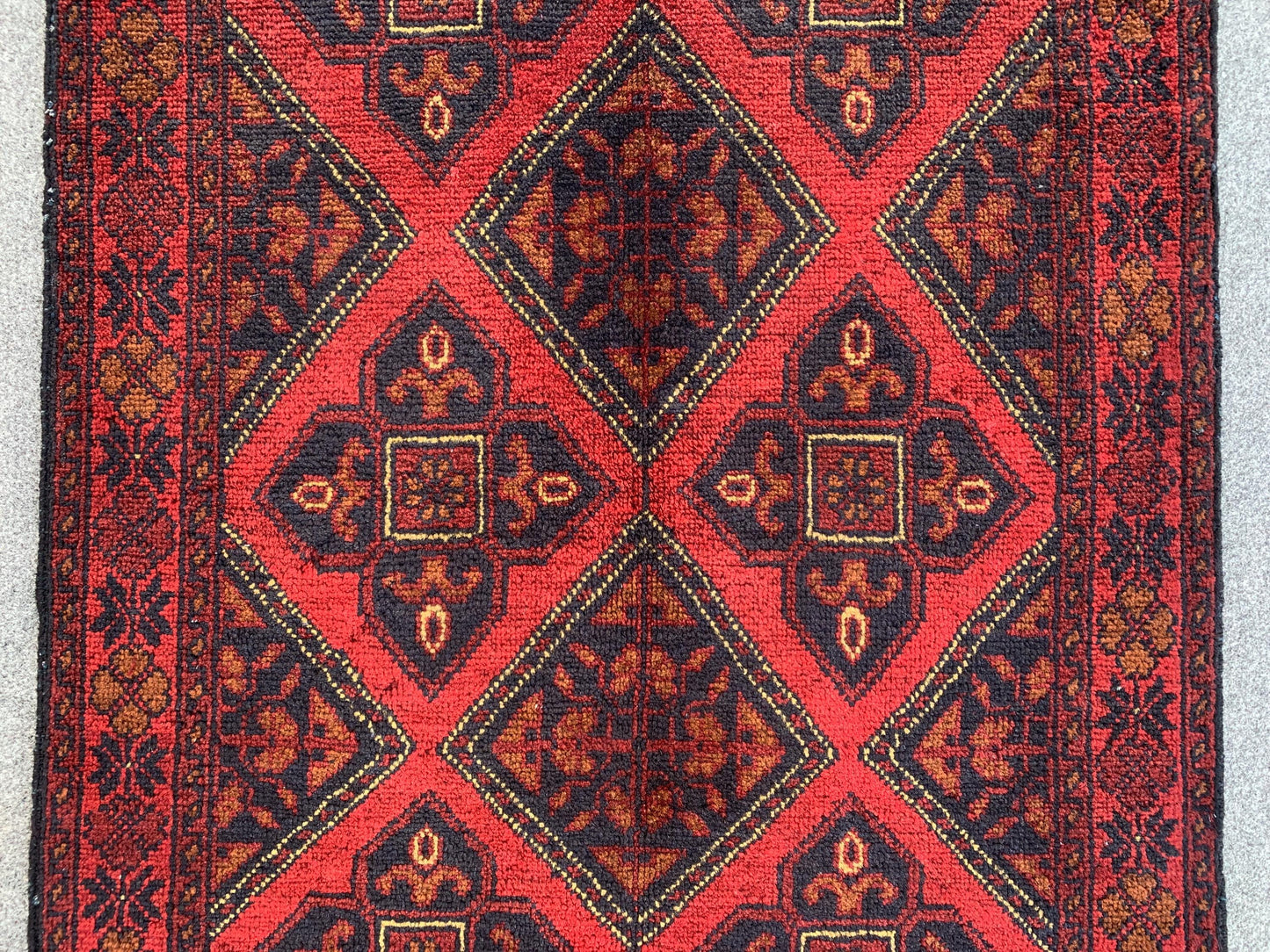 Vintage Bukhara Rug 3x4 ft Handmade Afghan Rug Khal Muhammadi design Geometric Rug Oriental Wool Area Rug Tribal Rug Bedroom Rug Kitchen Rug