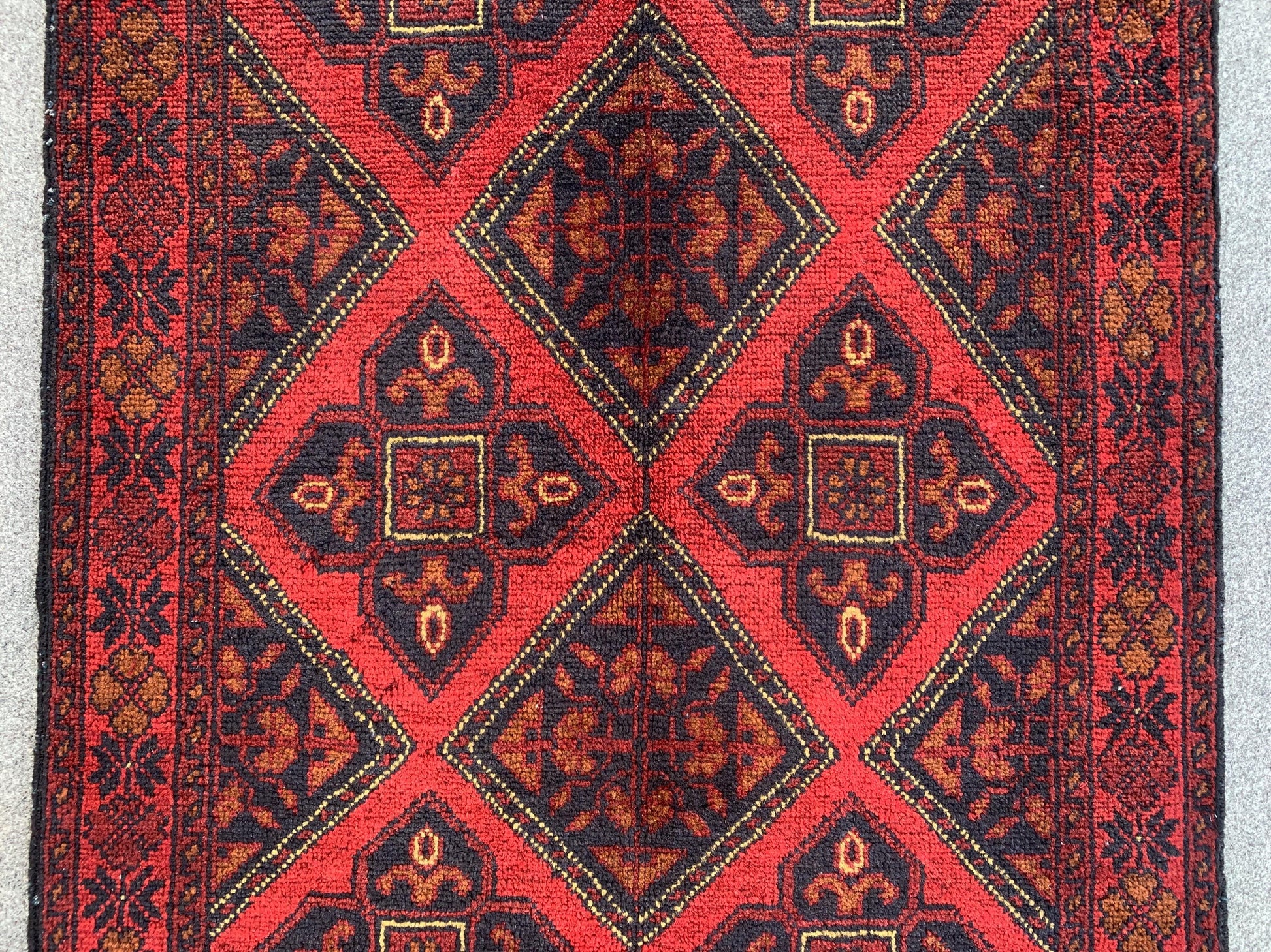 Vintage Bukhara Rug 3x4 ft Handmade Afghan Rug Khal Muhammadi design Geometric Rug Oriental Wool Area Rug Tribal Rug Bedroom Rug Kitchen Rug
