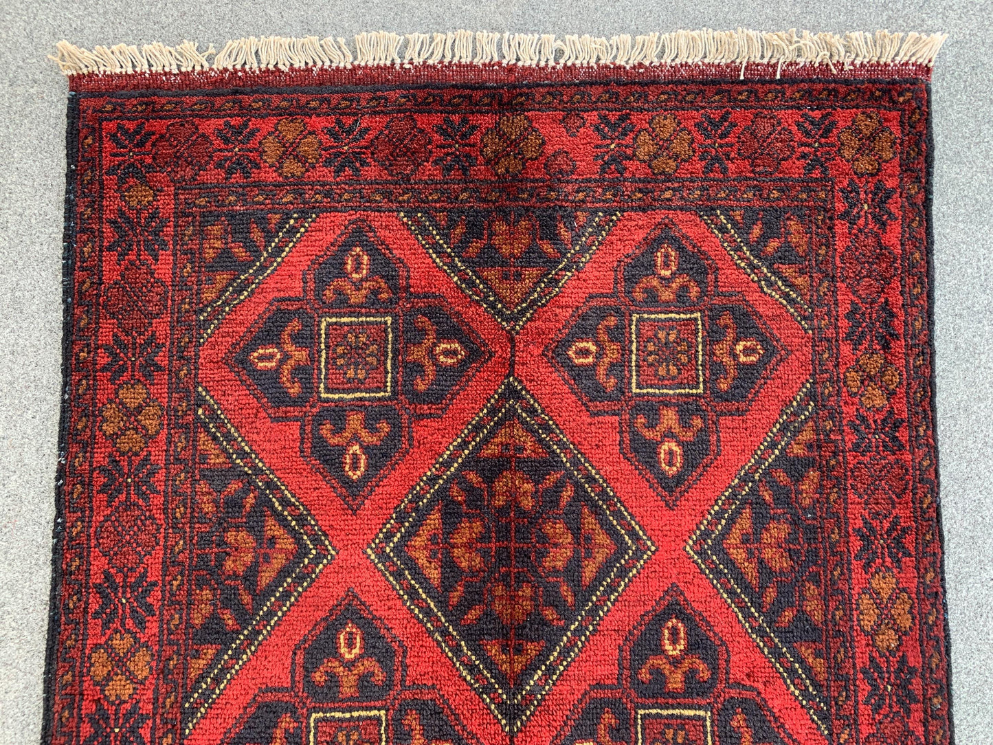 Vintage Bukhara Rug 3x4 ft Handmade Afghan Rug Khal Muhammadi design Geometric Rug Oriental Wool Area Rug Tribal Rug Bedroom Rug Kitchen Rug