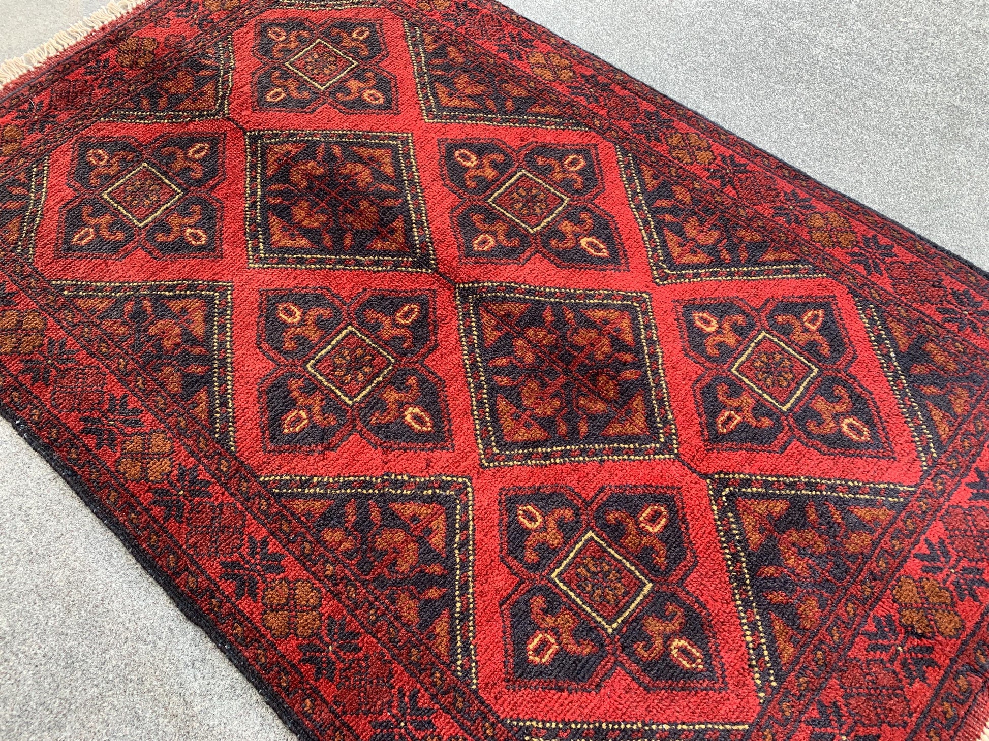 Vintage Bukhara Rug 3x4 ft Handmade Afghan Rug Khal Muhammadi design Geometric Rug Oriental Wool Area Rug Tribal Rug Bedroom Rug Kitchen Rug