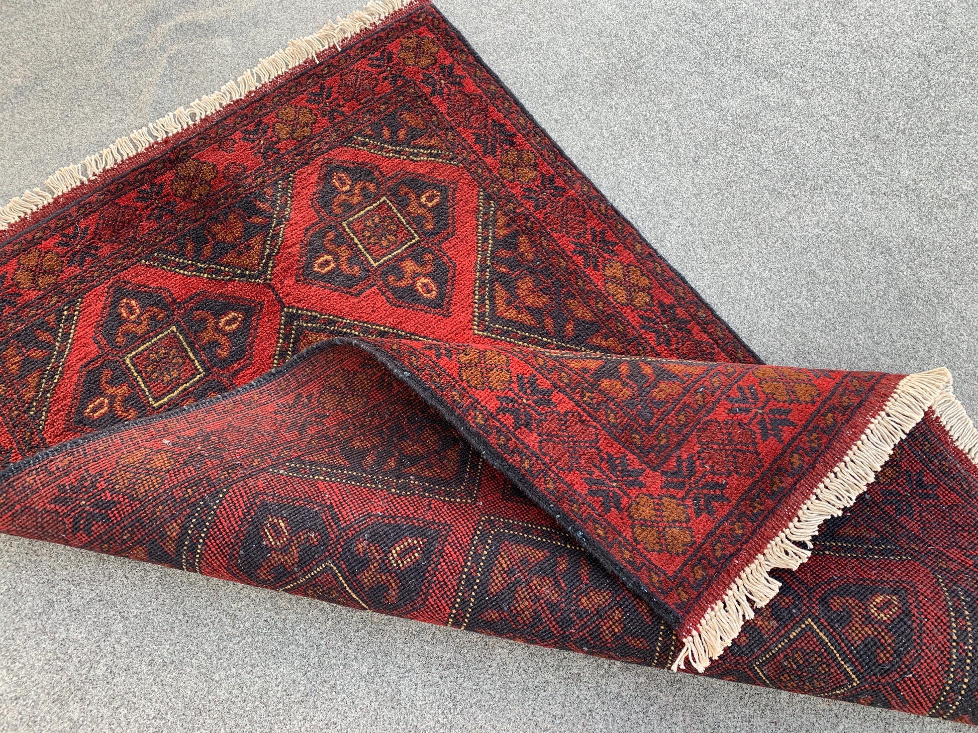 Vintage Bukhara Rug 3x4 ft Handmade Afghan Rug Khal Muhammadi design Geometric Rug Oriental Wool Area Rug Tribal Rug Bedroom Rug Kitchen Rug
