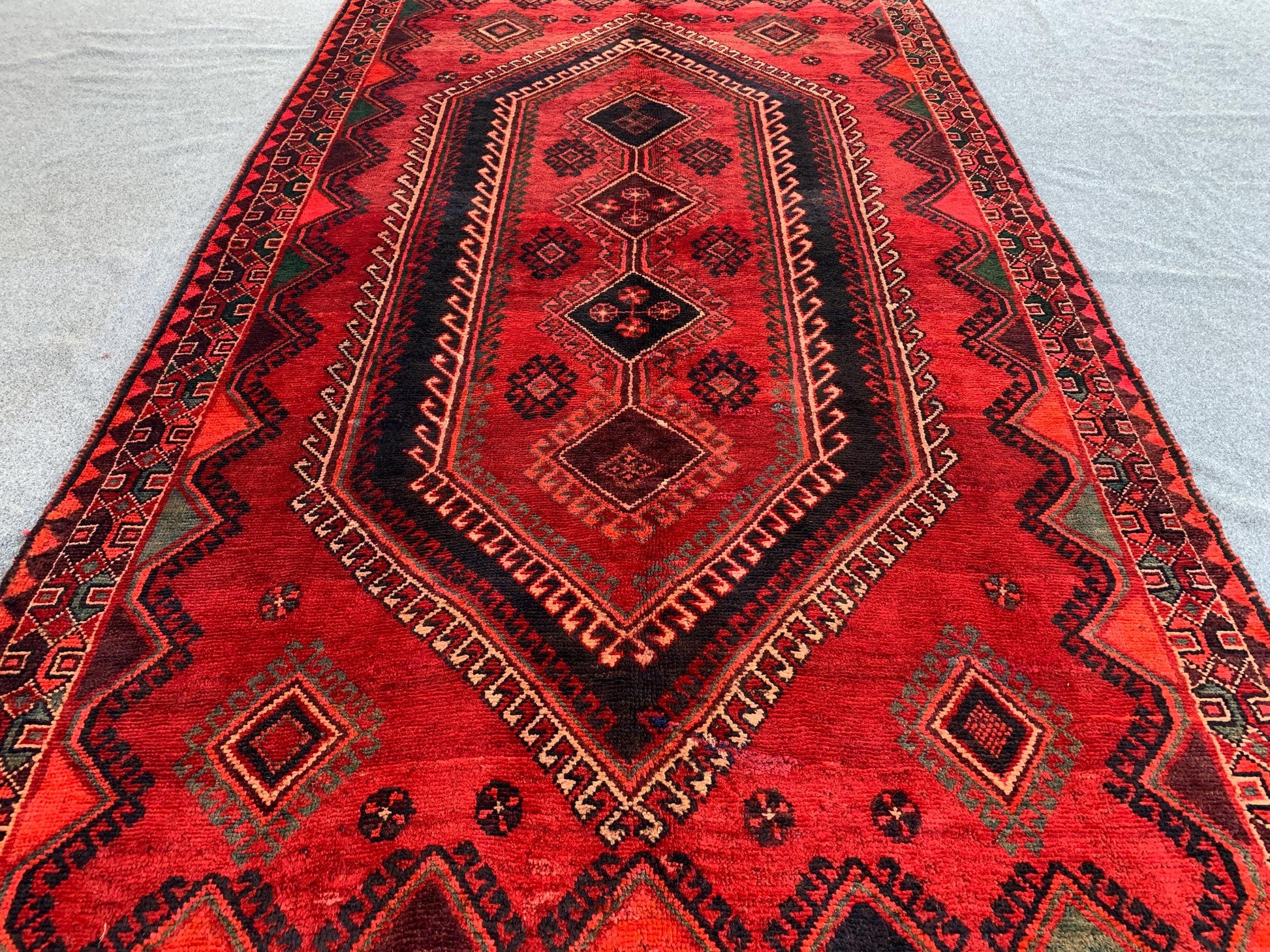 5x9 ft Vintage Red Rug Afghan Handmade Rug, Caucasian design Rug, Geometric Rug, Oriental Wool Rug, Tribal Antique Rug Entryway Bedroom Rug.