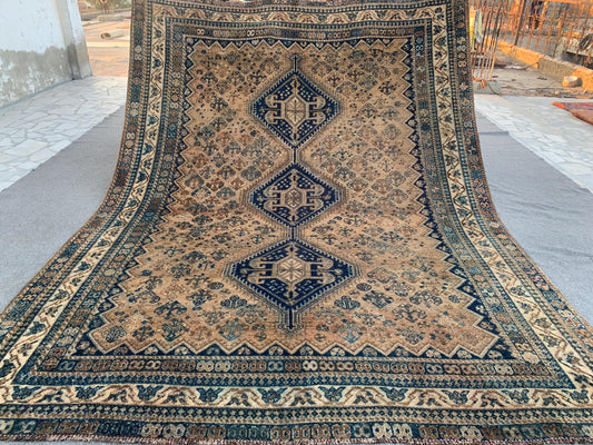 7x10 ft Vintage Afghan Rug Oriental Caucasian Rug Handmade Turkmen Wool Rug Geometric Rug Antique 1950s Rug Low Pile Tribal Bedroom Rug etc.