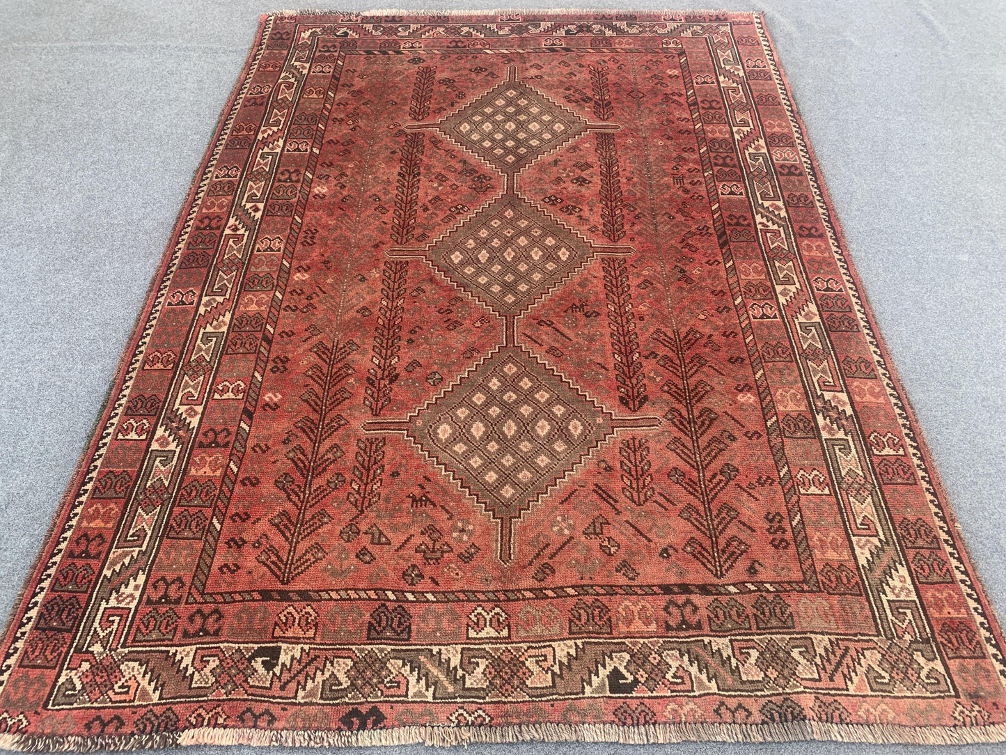 6x8 ft Antique Geometric Handmade Wool Rug