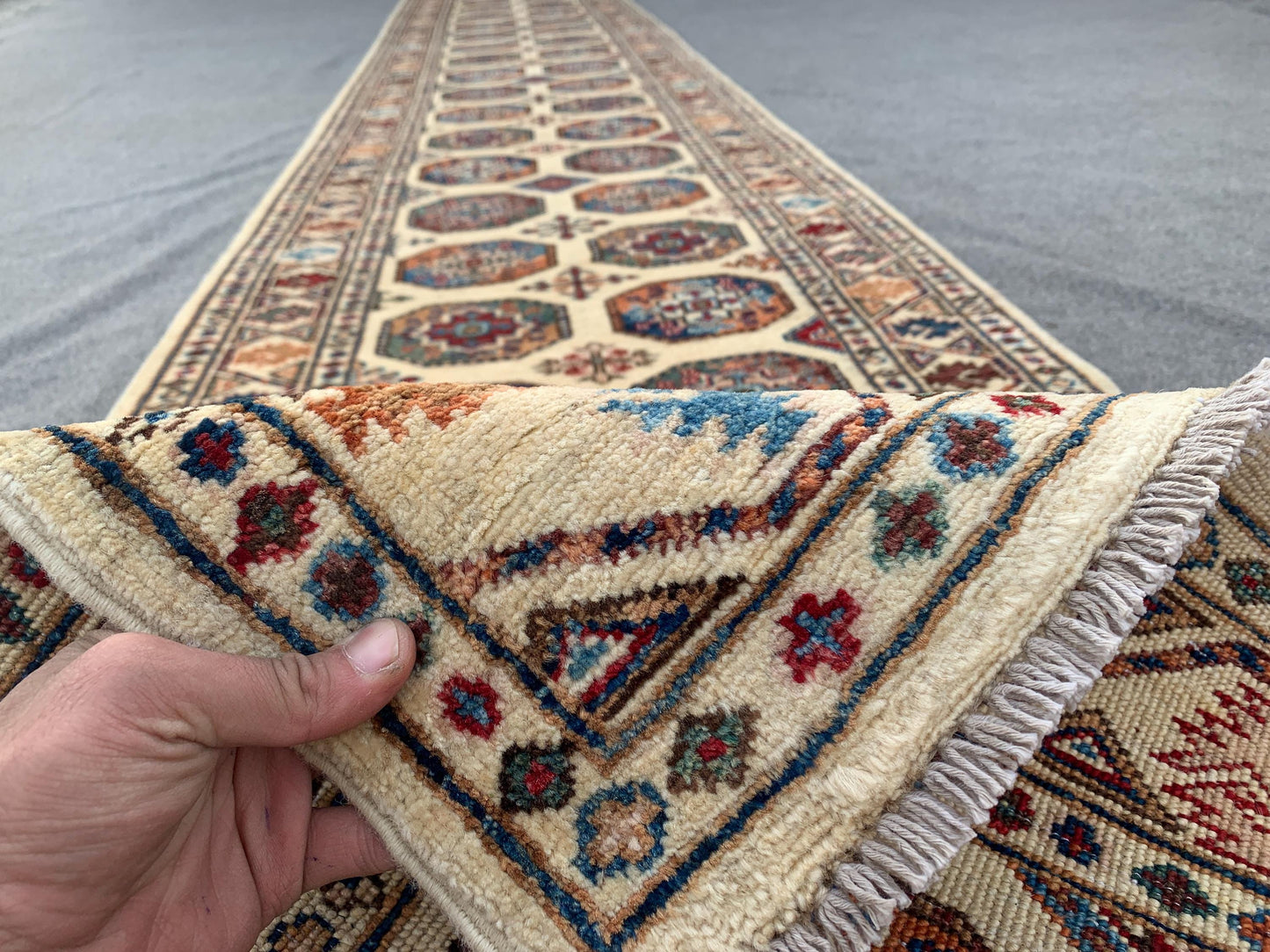 Long Chobi Runner Rug 3x22 ft Handmade Afghan Wool Rug Ersari design Runner Rug Traditional Turkmen Rug Natural dyes Rug Hallway Runner Rug.