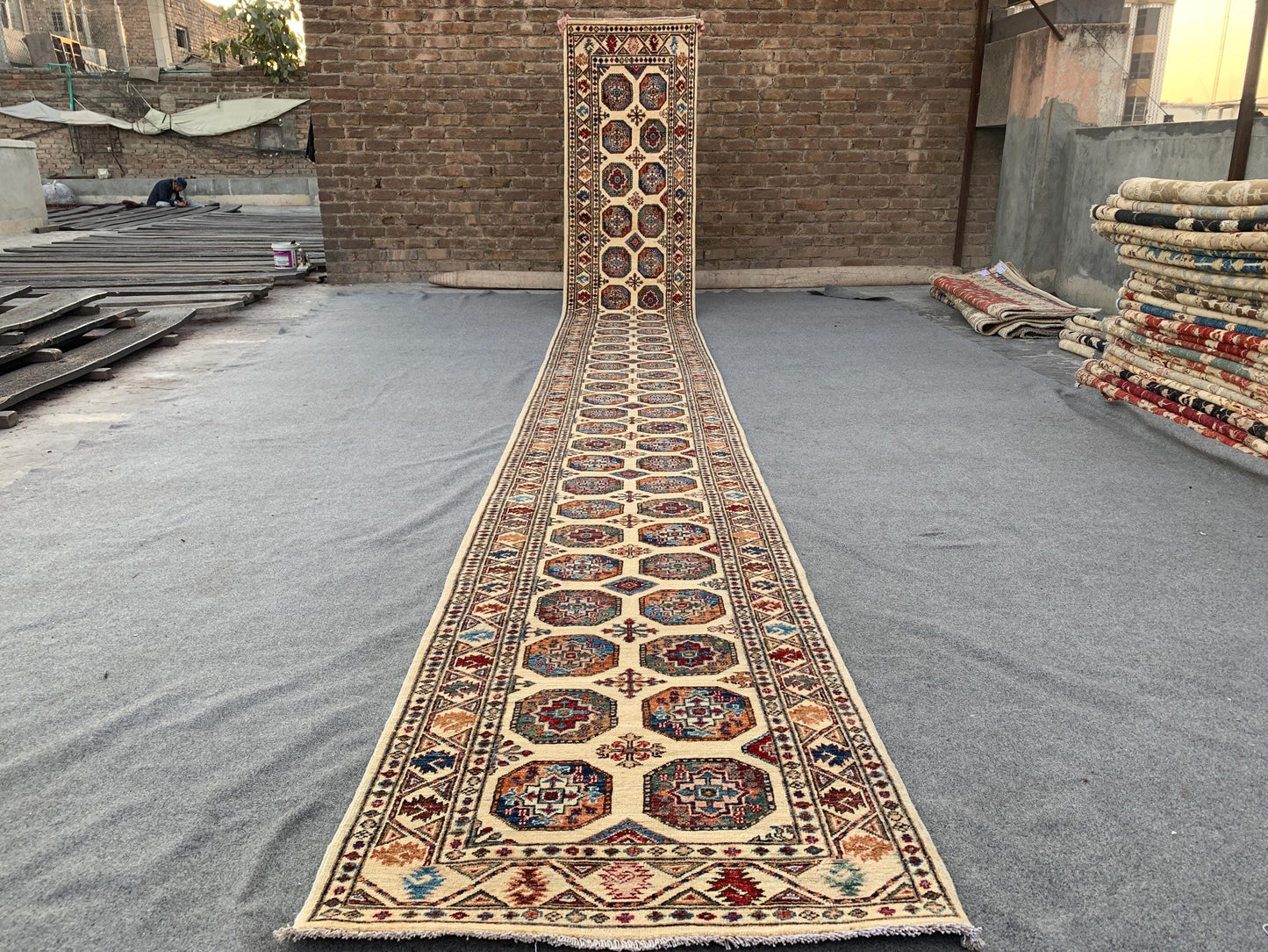 Long Chobi Runner Rug 3x22 ft Handmade Afghan Wool Rug Ersari design Runner Rug Traditional Turkmen Rug Natural dyes Rug Hallway Runner Rug.