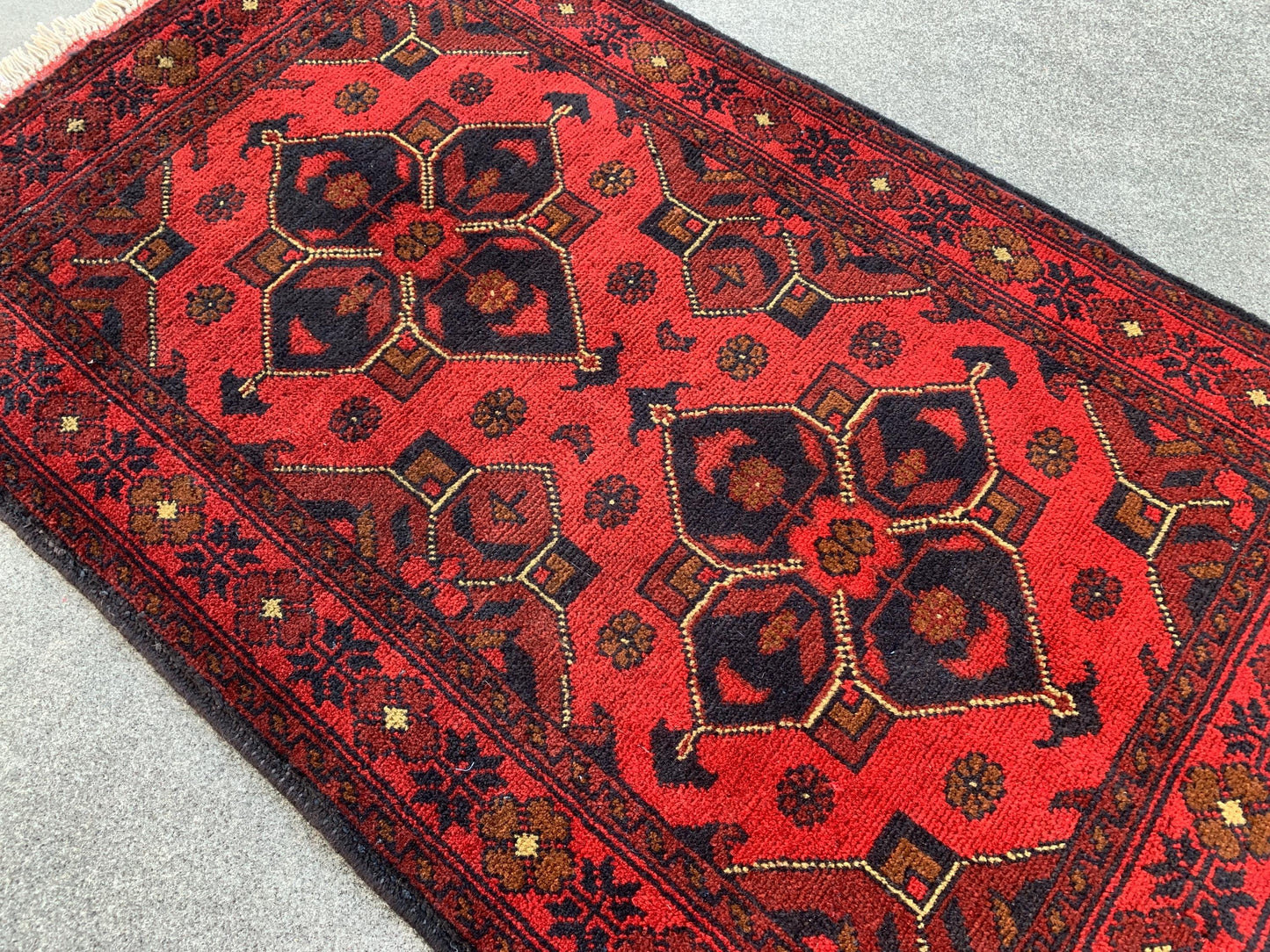 Vintage Bukhara Rug 3x4 ft Handmade Afghan Rug, Khal Muhammadi design Bukhara Rug, Tribal Wool Rug Oriental Area Rug Bedroom Rug Office Rug.