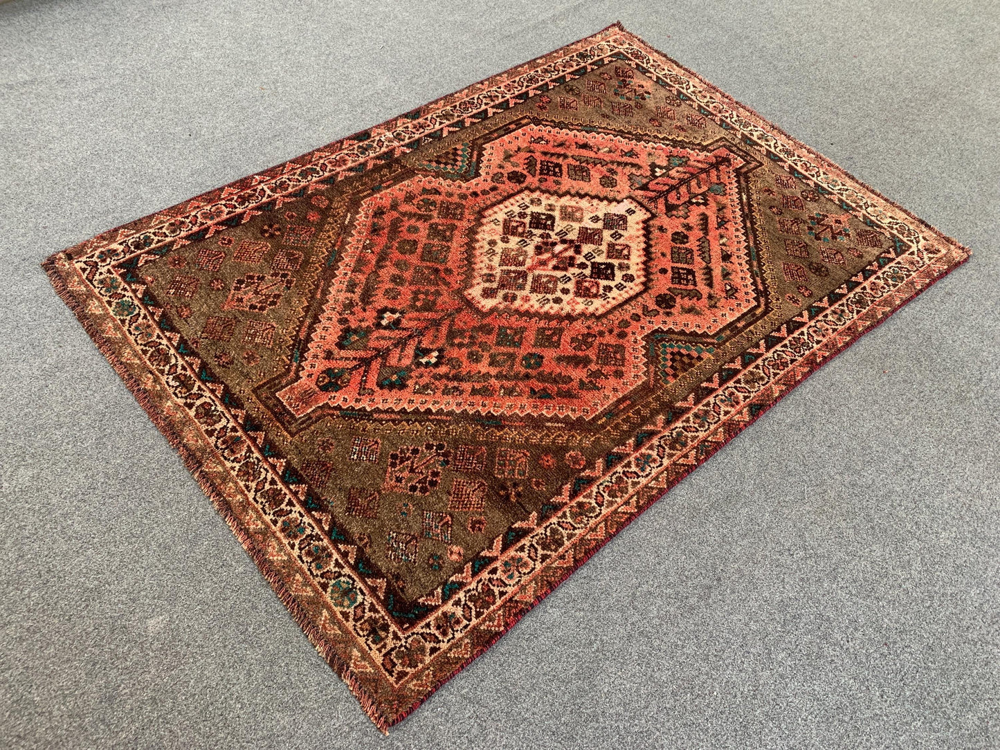 4x6 ft Brown Vintage Turkmen Area Rug