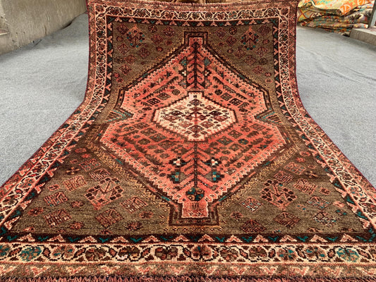 4x6 ft Brown Vintage Turkmen Area Rug