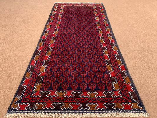3x6 ft Antique Afghan Baluchi Runner Rug