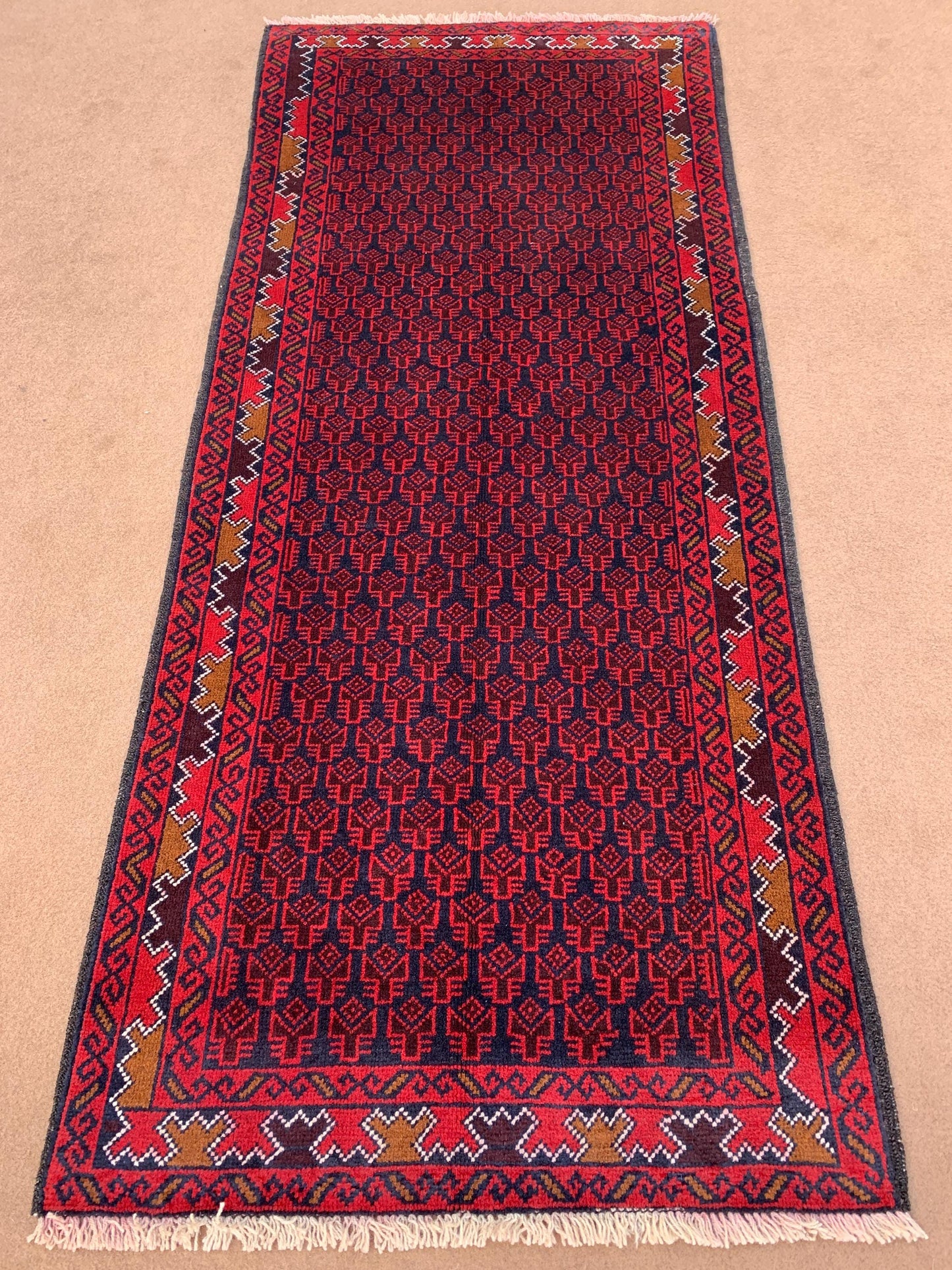 Antique Afghan Runner Rug 3x6 ft Handmade Soft Wool Rug Oriental Baluchi Runner Rug Turkmen Tribal Rug Entryway Rug 6 ft Kitchen Runner Rug.