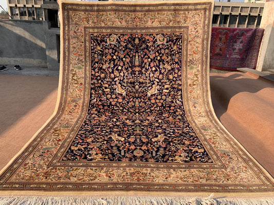 6x9 ft Pictorial Afghan Handmade Wool Rug