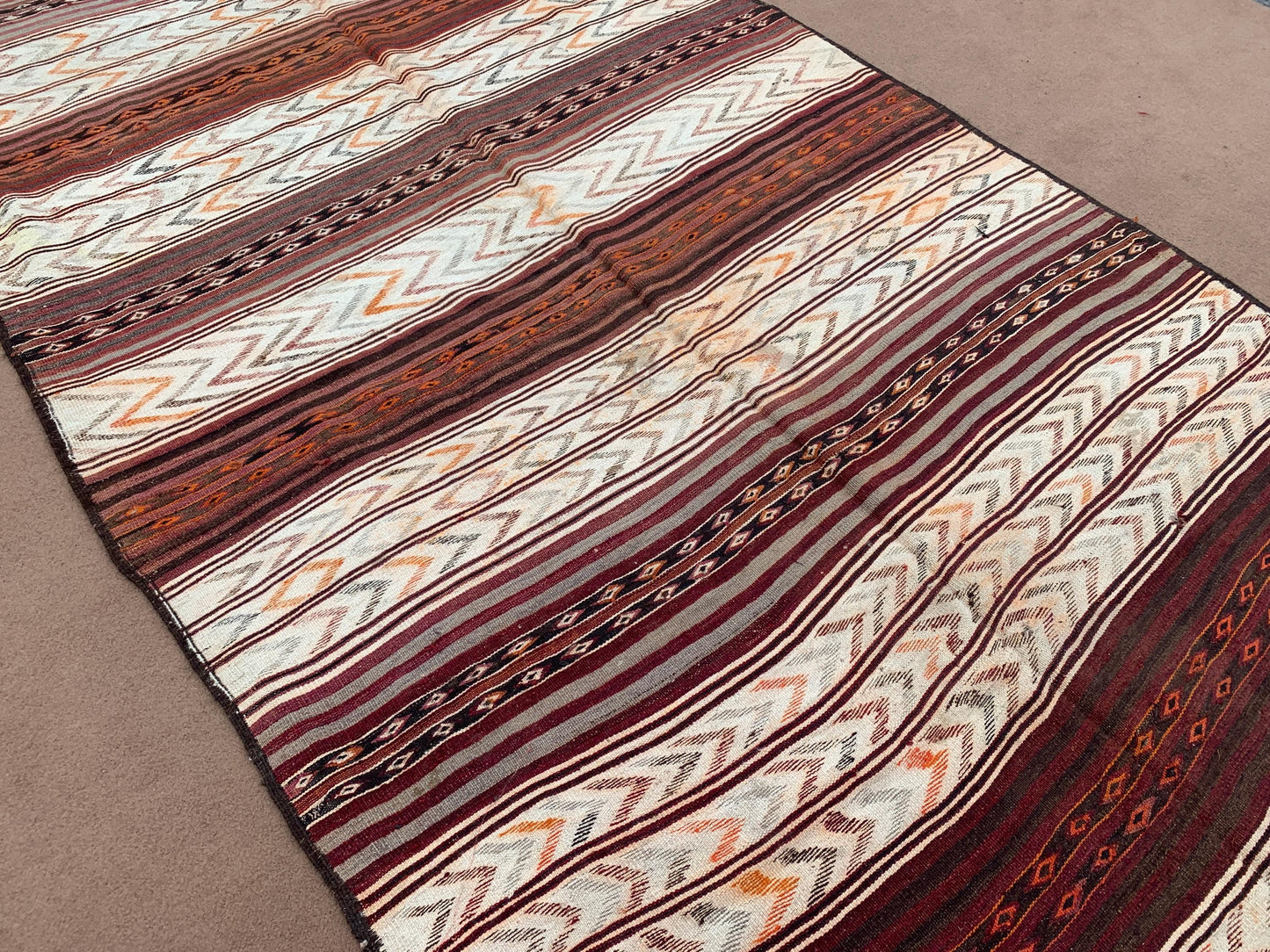 Vintage Runner Kilim Rug 5x12 ft Handmade Wool Kilim Rug Flatweave Kilim Rug Striped design Runner Rug Tribal Afghan Rug Hallway Runner Rug.