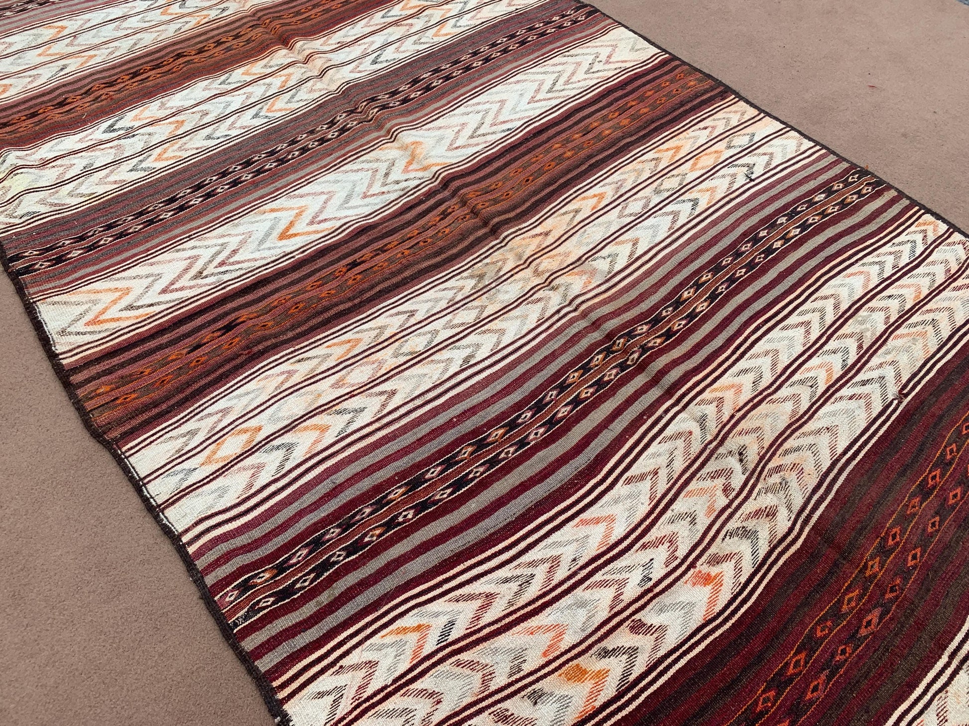Vintage Runner Kilim Rug 5x12 ft Handmade Wool Kilim Rug Flatweave Kilim Rug Striped design Runner Rug Tribal Afghan Rug Hallway Runner Rug.