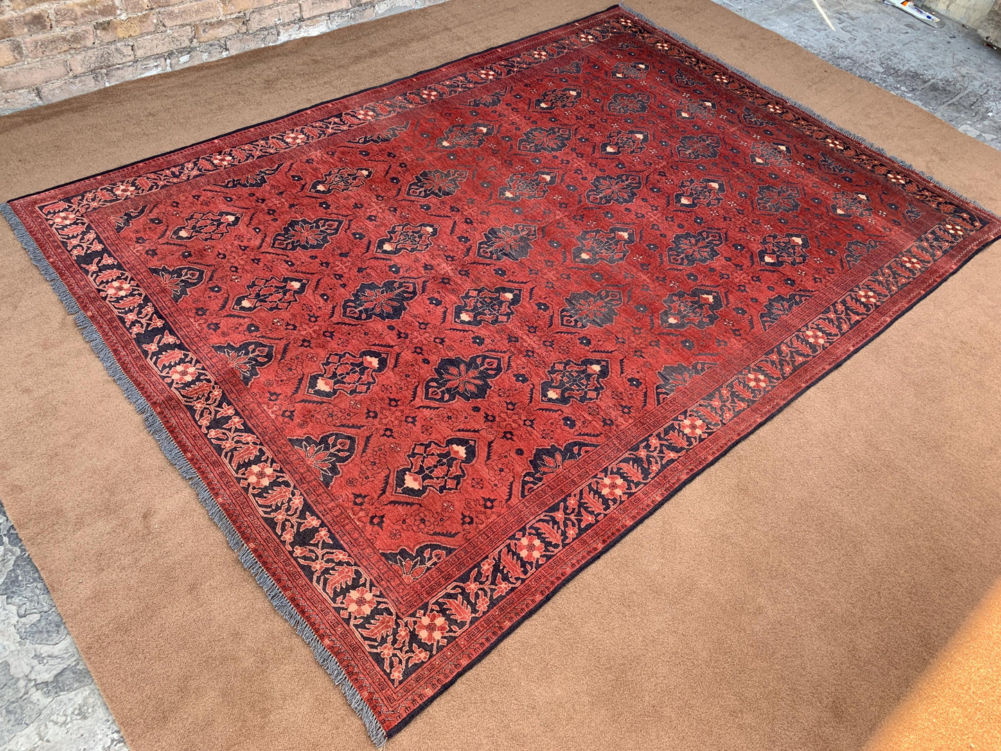 Vintage Red Rug 6x9 ft Handmade Afghan Wool Rug, Antique Bukhara Rug Tribal Turkmen Rug Oriental Floral Rug Bedroom Rug Living Room Rug etc.