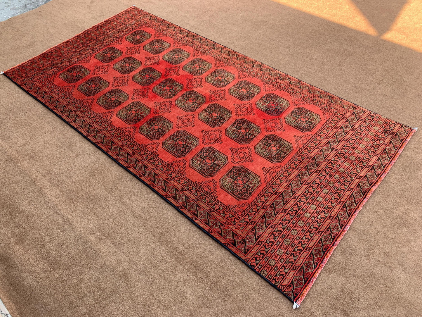 1960s Antique Tekke Rug 4x8 ft Handmade Afghan Wool Rug Turkmen Ersari design Rug Oriental Vintage Rug Entryway Bedroom Rug Living Room Rug.