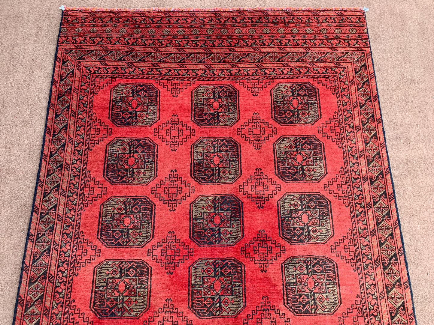 1960s Antique Tekke Rug 4x8 ft Handmade Afghan Wool Rug Turkmen Ersari design Rug Oriental Vintage Rug Entryway Bedroom Rug Living Room Rug.