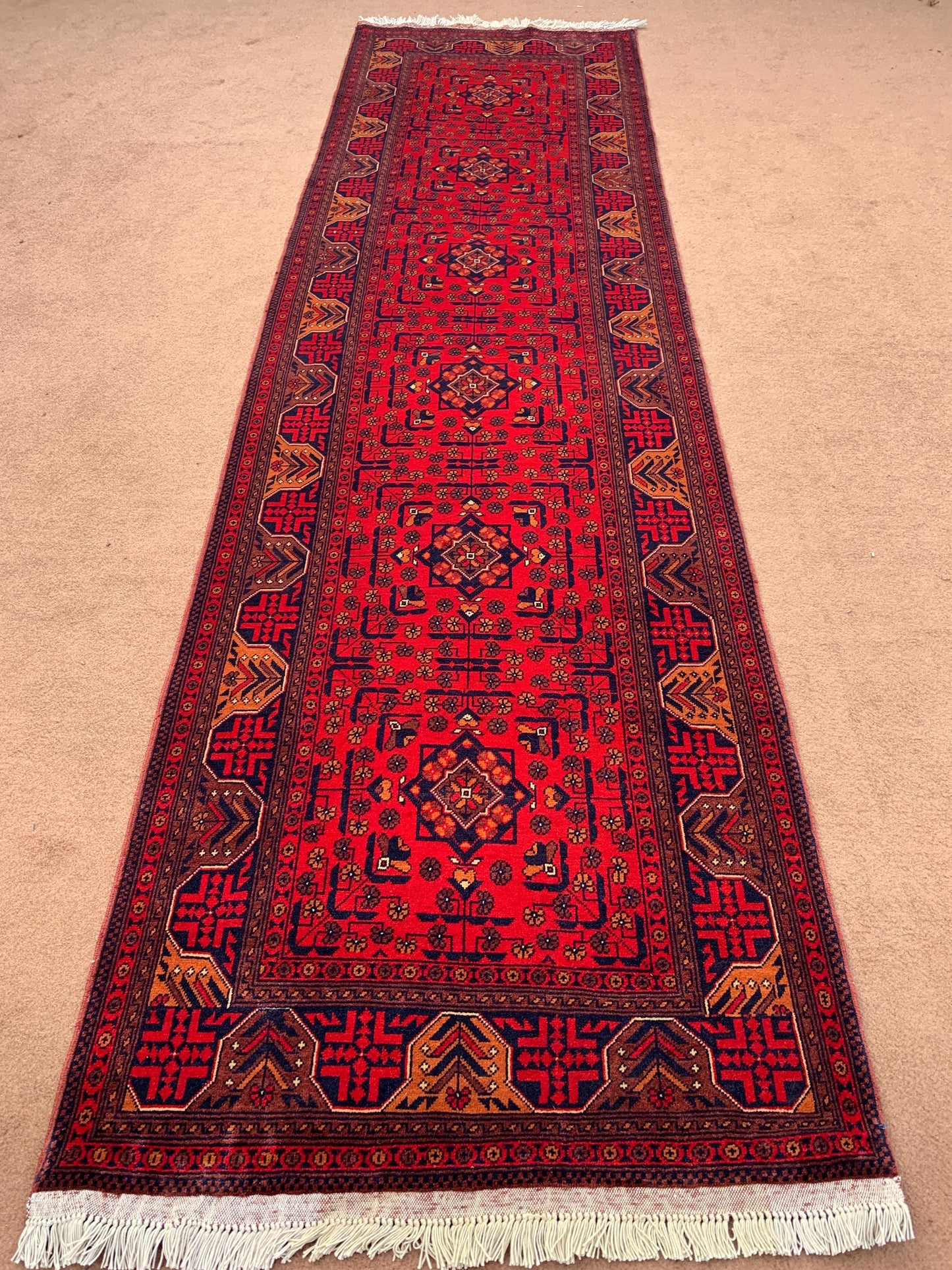 3x9 ft Red Runner Rug Turkmen Handmade Wool Rug Afghan Bukhara Runner Rug Veg Dyes Hallway Runner Rug Oriental Area Runner Rug Gorgeous Rug.