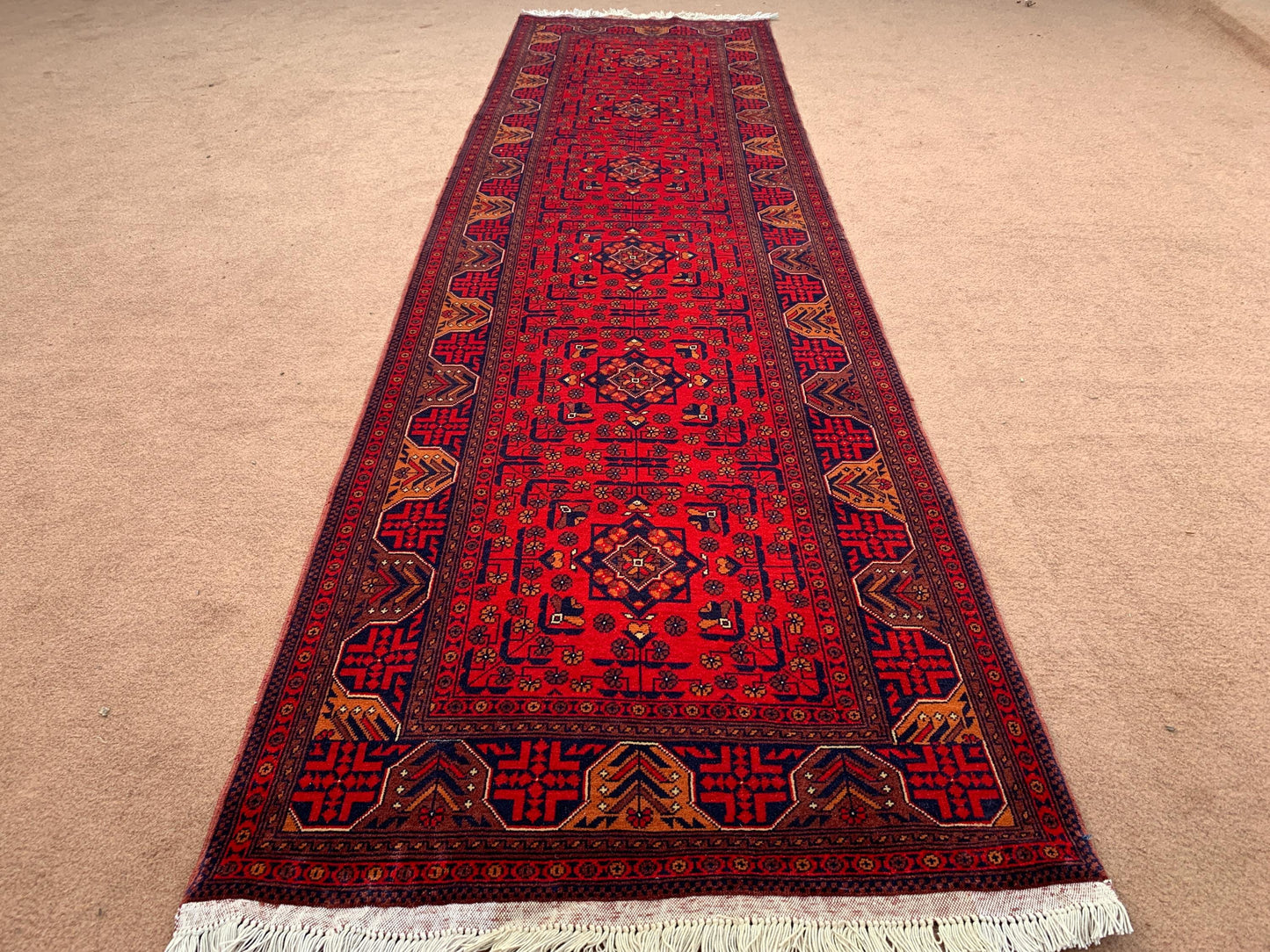 3x9 ft Red Runner Rug Turkmen Handmade Wool Rug Afghan Bukhara Runner Rug Veg Dyes Hallway Runner Rug Oriental Area Runner Rug Gorgeous Rug.