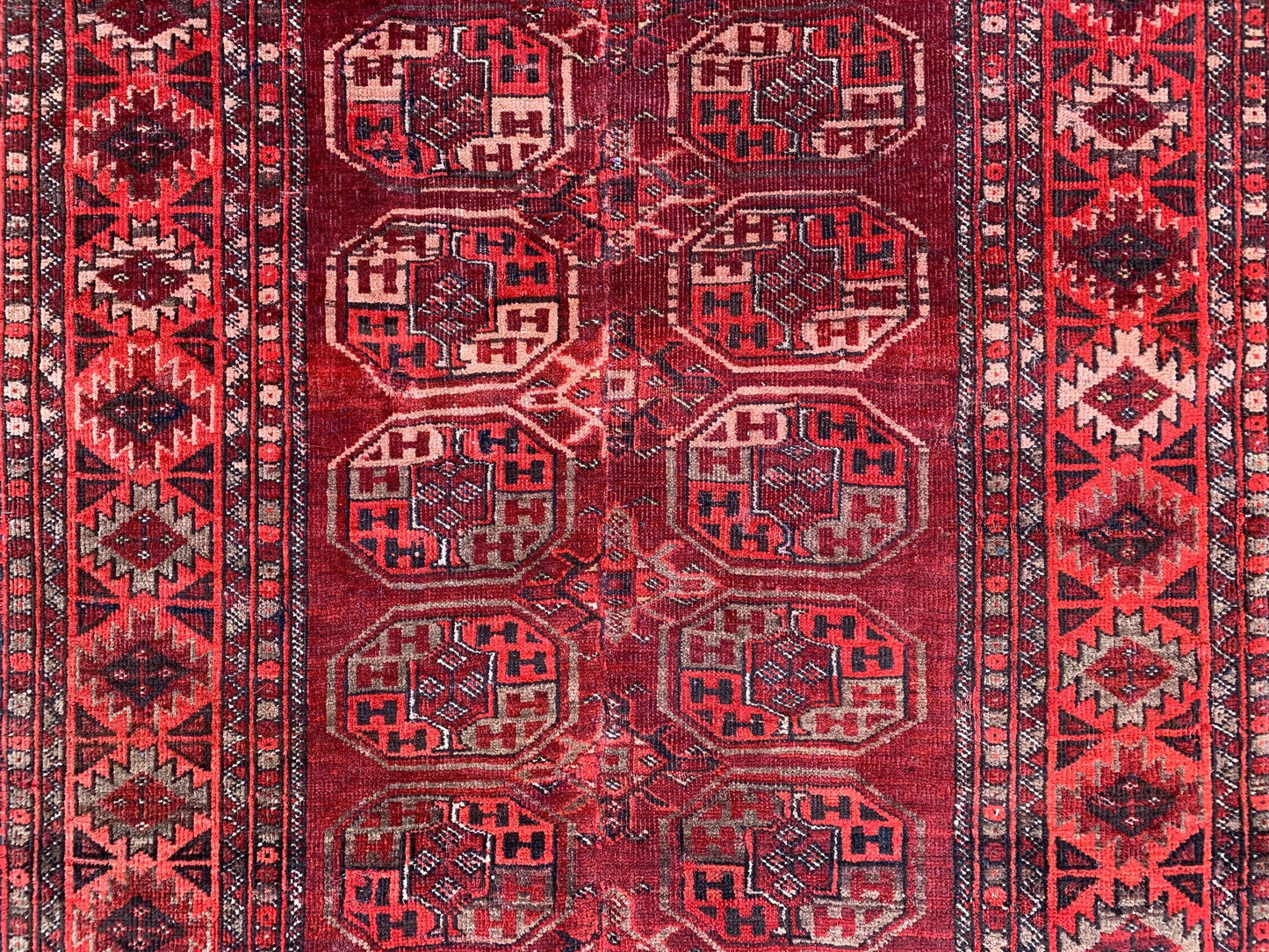 Vintage Rug 3x6 ft Handmade Afghan Wool Rug Turkmen Tekke design Rug Oriental Area Rug Bedroom Rug 1960s Antique Rug Hallway Runner Rug etc.