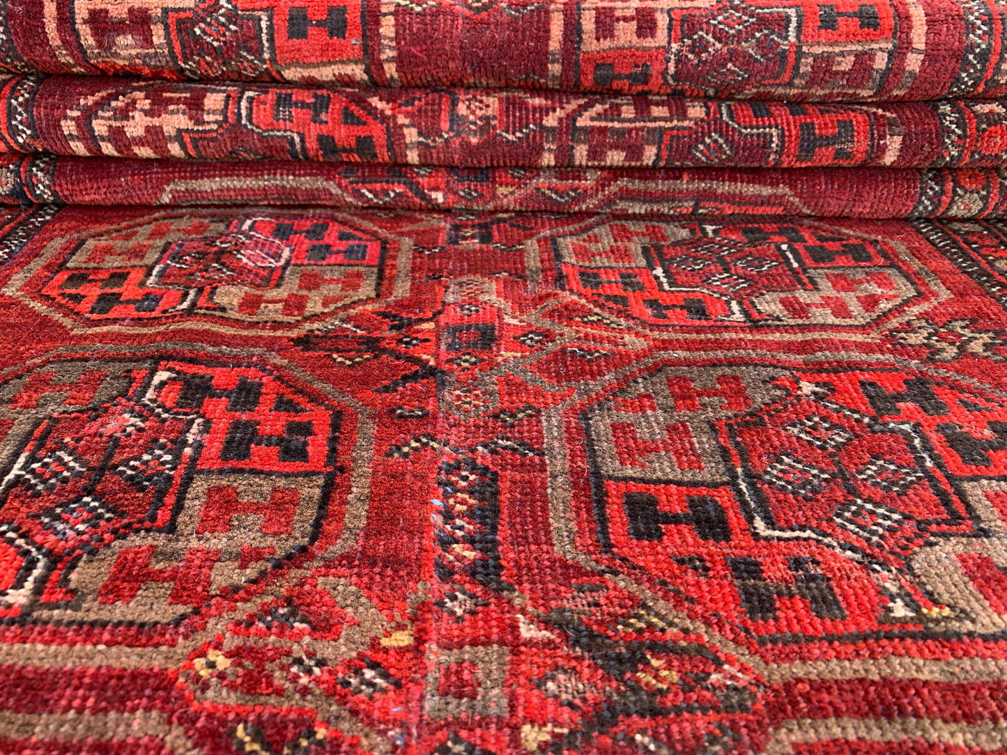 Vintage Rug 3x6 ft Handmade Afghan Wool Rug Turkmen Tekke design Rug Oriental Area Rug Bedroom Rug 1960s Antique Rug Hallway Runner Rug etc.