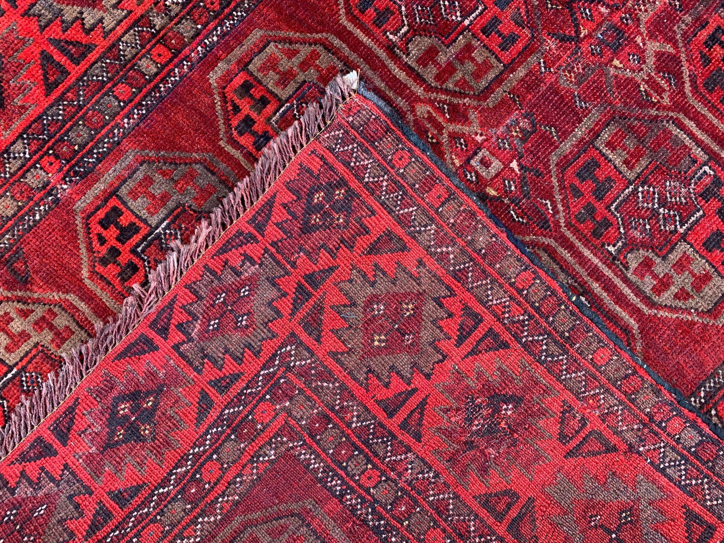 Vintage Rug 3x6 ft Handmade Afghan Wool Rug Turkmen Tekke design Rug Oriental Area Rug Bedroom Rug 1960s Antique Rug Hallway Runner Rug etc.