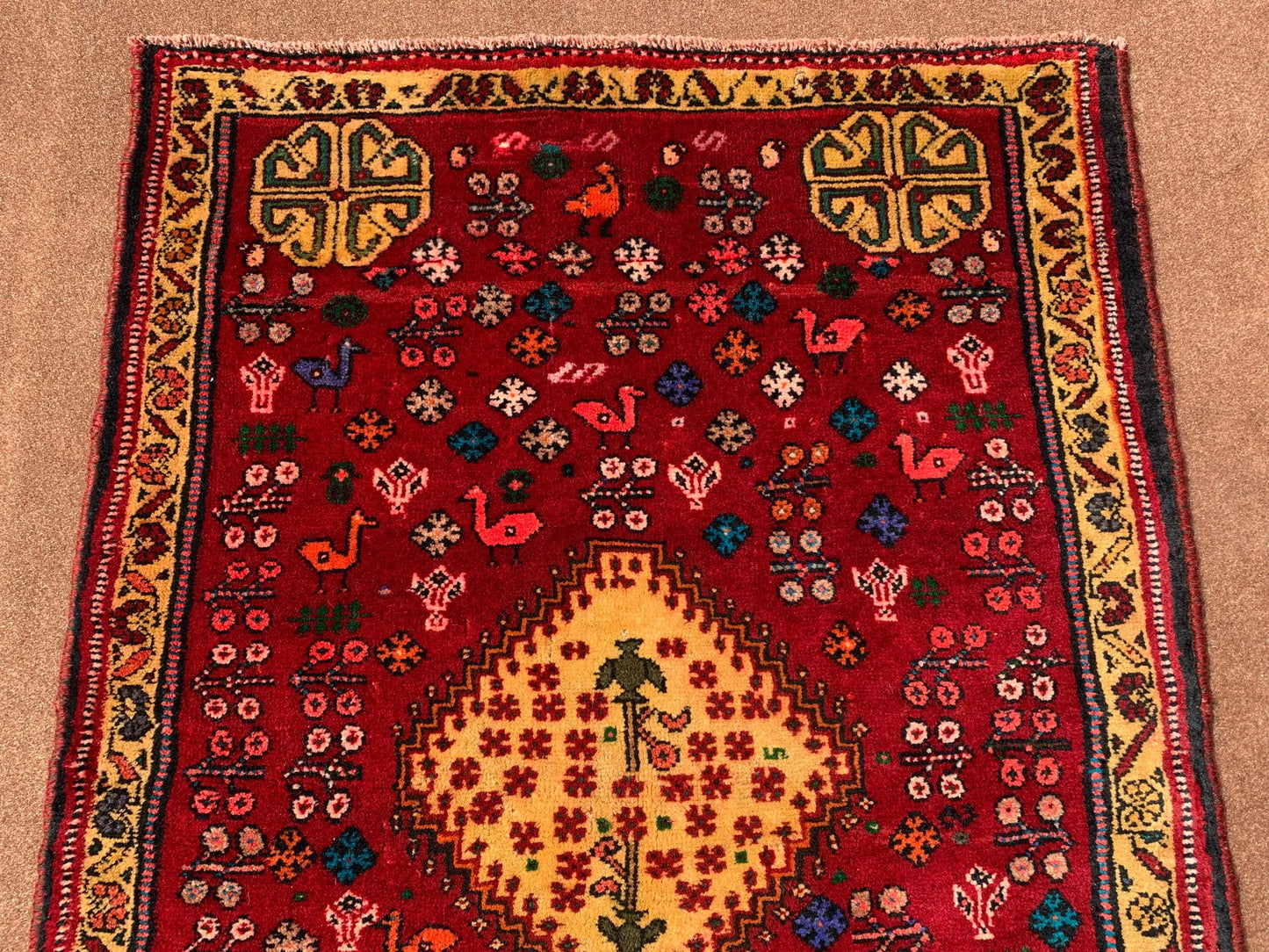 Antique Caucasian Rug 3x5 ft Afghan Handmade Rug Pictorial Floral Rug Vintage Oriental Rug Tribal Wool Area Rug Bedroom Rug Kitchen Rug etc.