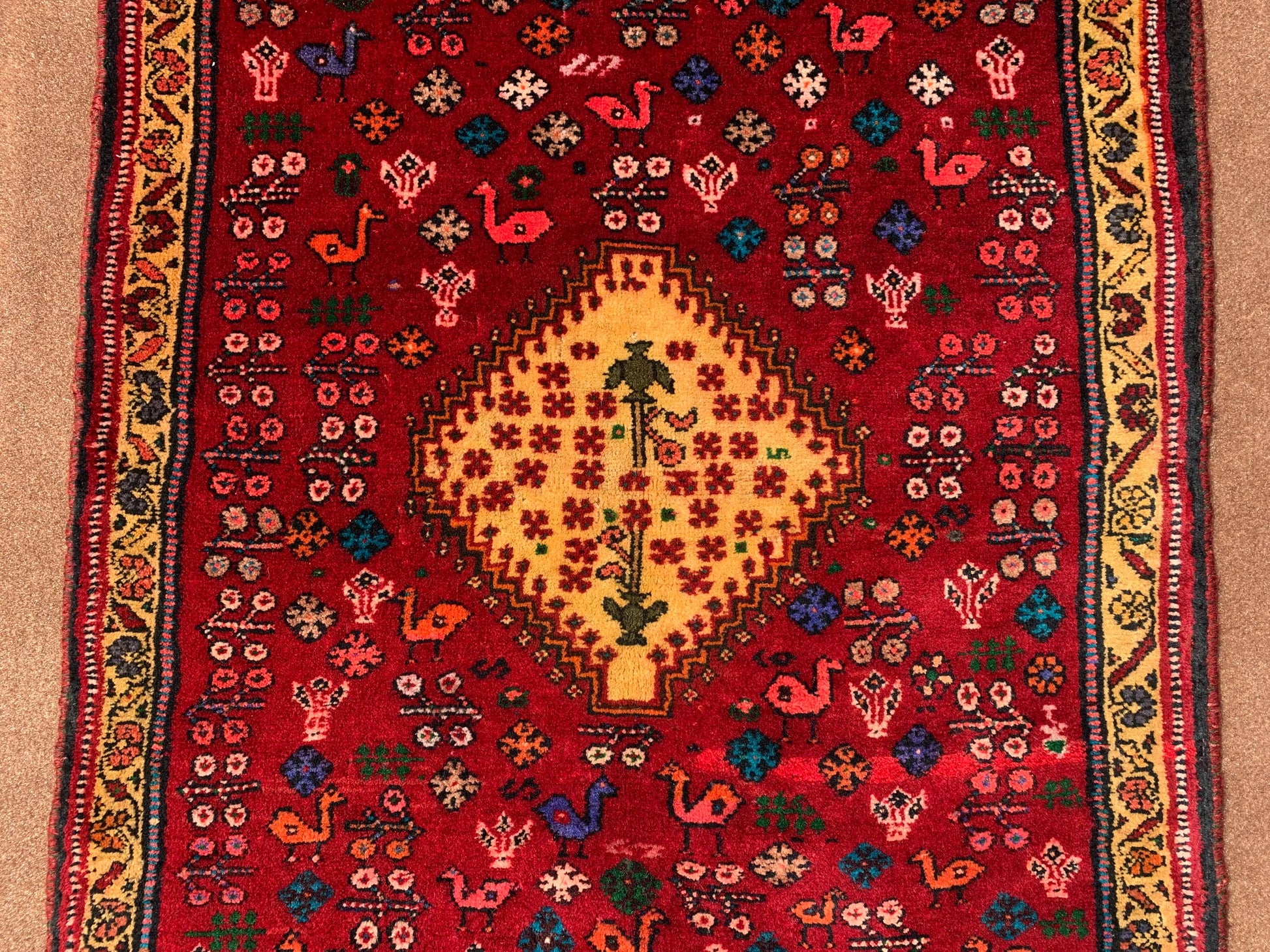 Antique Caucasian Rug 3x5 ft Afghan Handmade Rug Pictorial Floral Rug Vintage Oriental Rug Tribal Wool Area Rug Bedroom Rug Kitchen Rug etc.