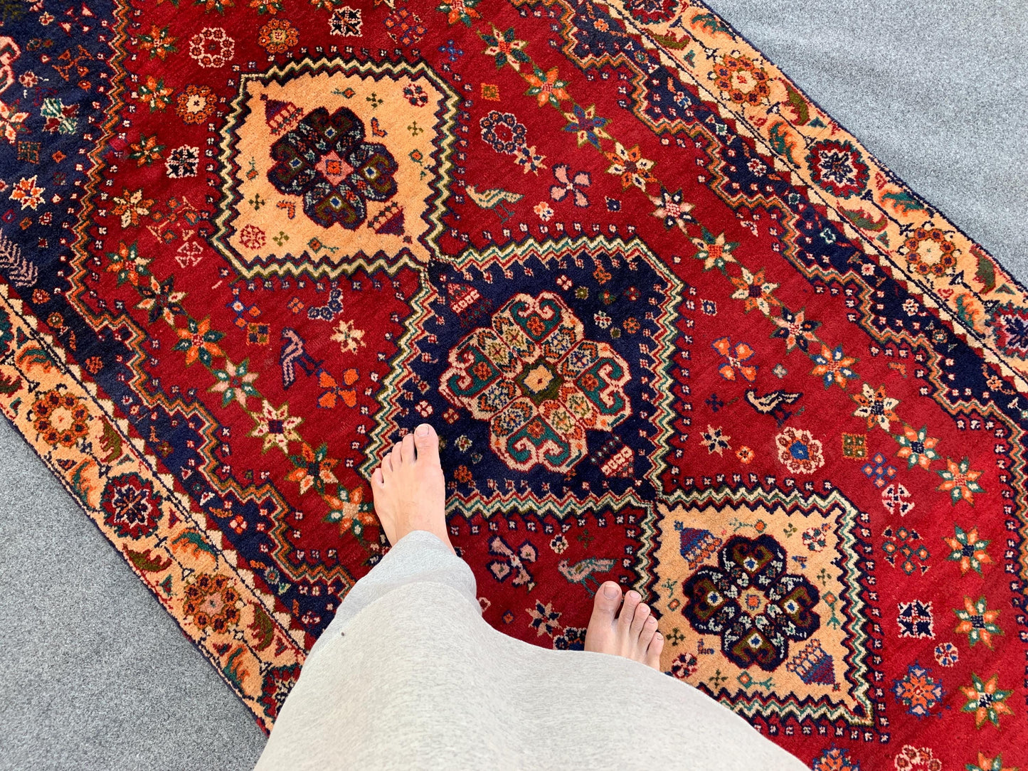 4x7 ft Collectors piece Antique Caucasian Hand Knotted Wool Area Rug.