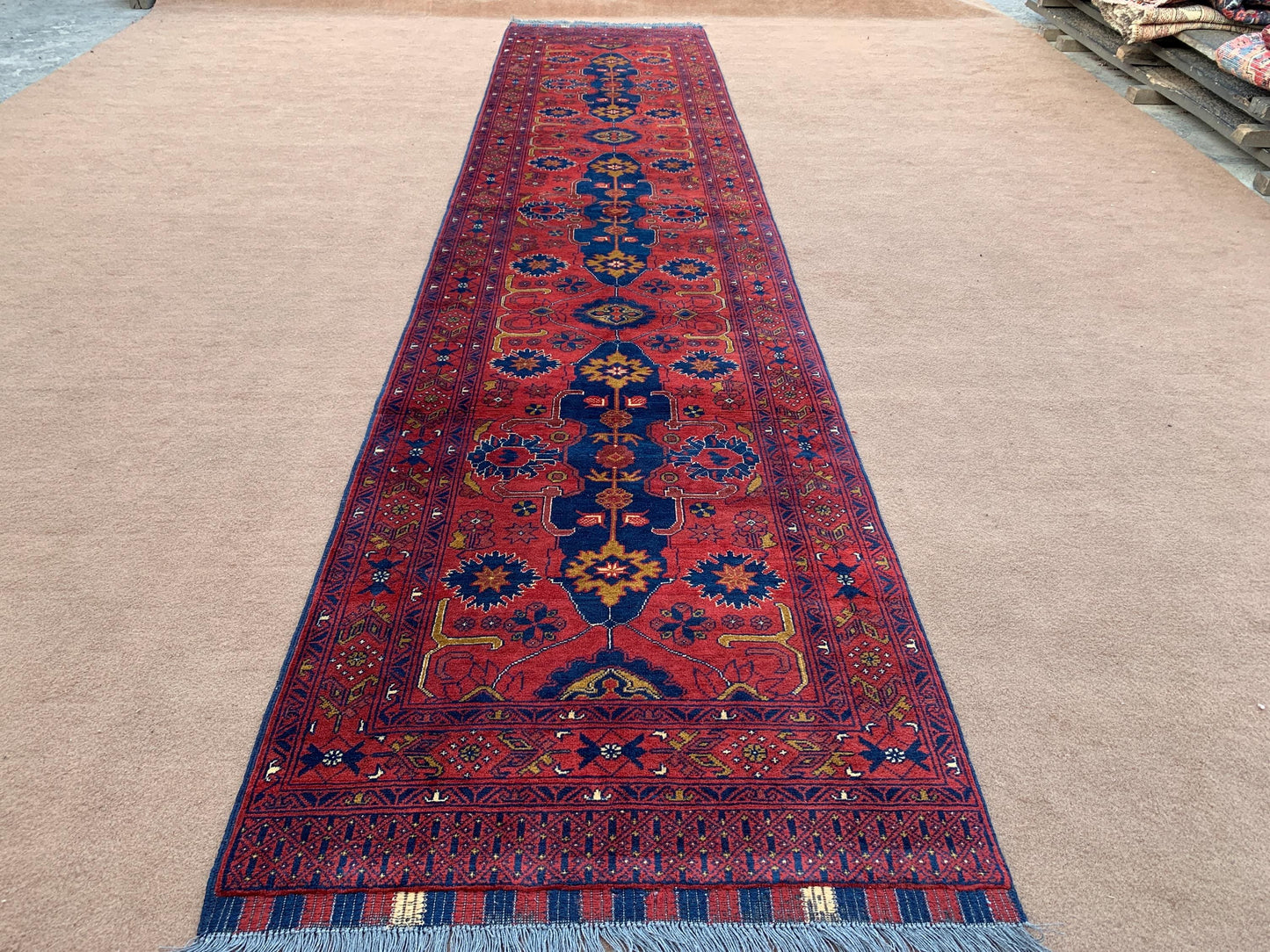 Long Vintage Runner Rug 3x13 ft Afghan Handmade Wool Rug, Bukhara Runner Rug, Oriental Turkmen Rug, Geometric Floral Rug Hallway Runner Rug.