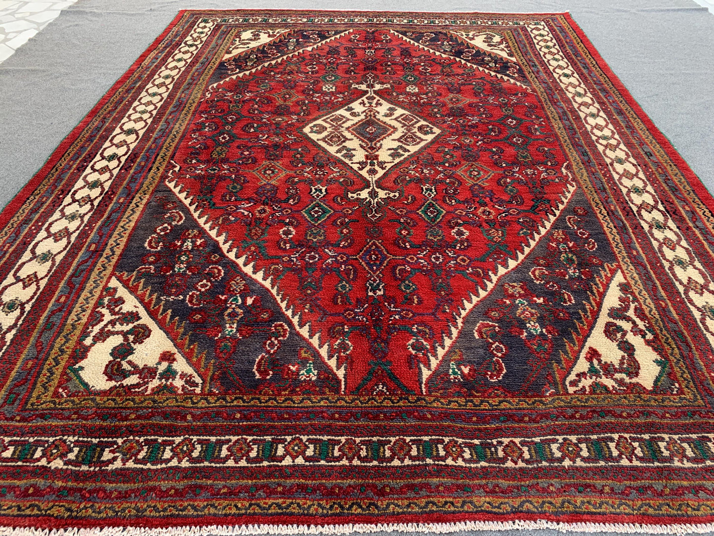 Vintage Afghan Rug 7X10 ft Collectors Piece Rug Handmade Wool Area Rug Floral Geometric Rug Antique Turkmen Rug Bedroom Rug Living Room Rug.