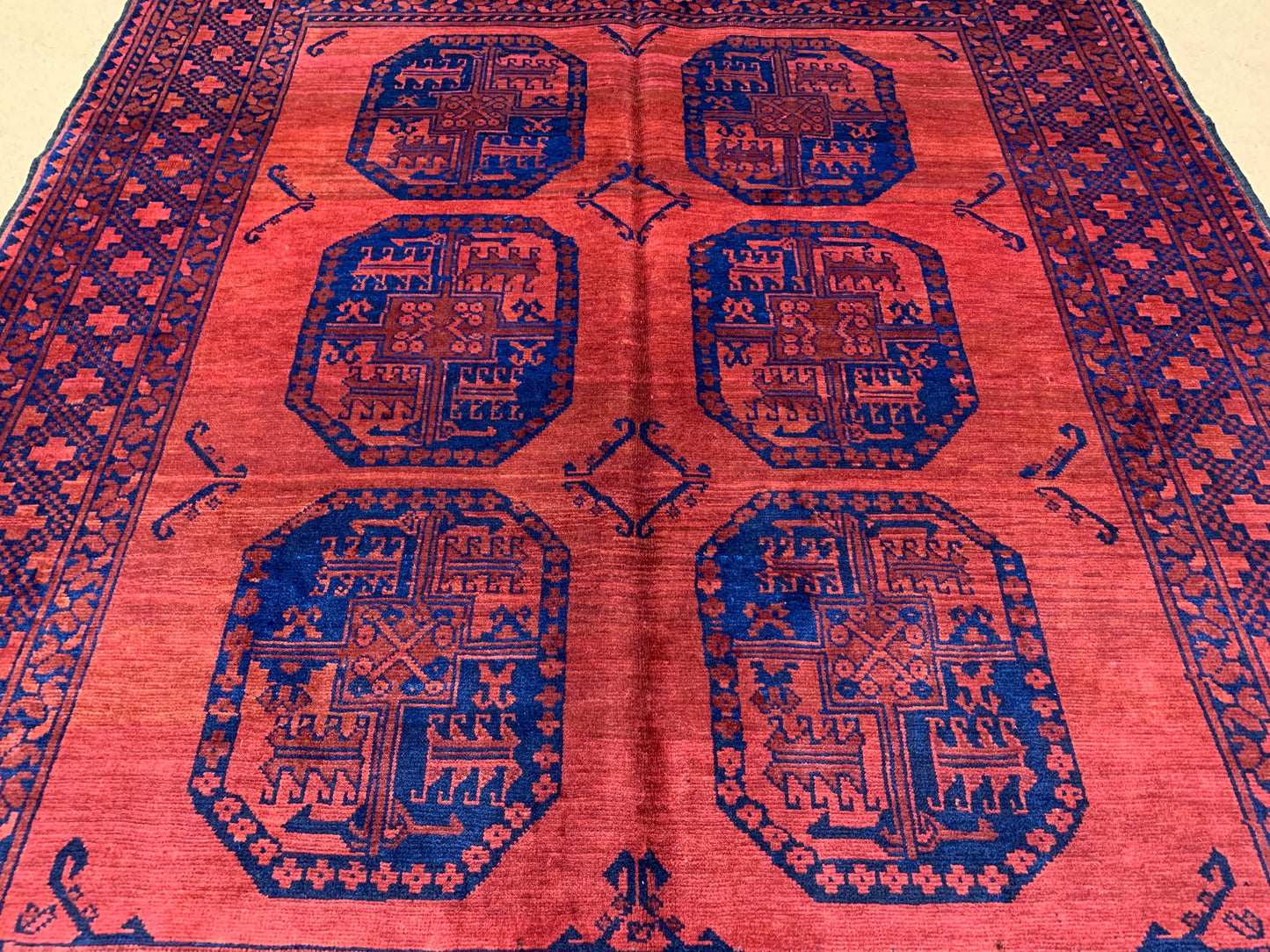 Vintage Rug 5x6 ft Handmade Afghan Rug, Antique Ersari design Khal Muhammadi Rug, Turkmen Tribal Rug, Oriental Wool Rug Bedroom Kitchen Rug.