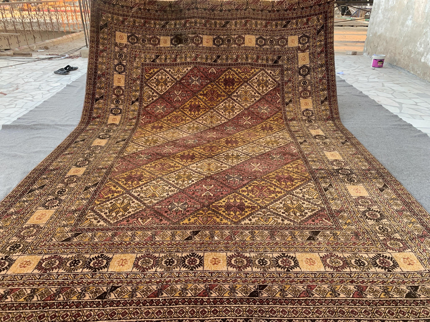 Large Antique Rug 8x11 ft Handmade Wool Rug, Vintage Afghan Rug Geometric Oriental Rug, Turkmen Tribal Rug Dining Table Rug Living Room Rug.