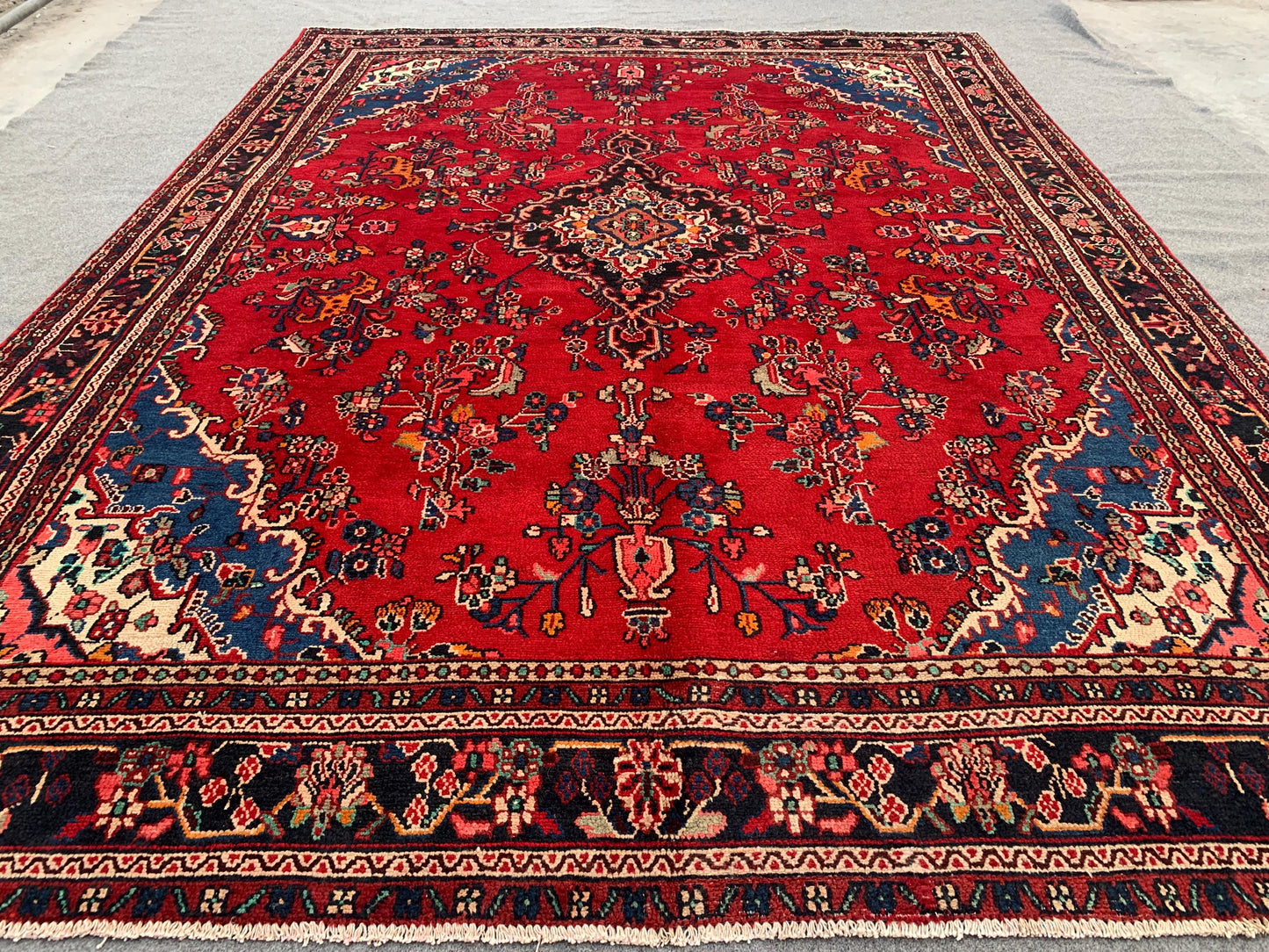 8x11 Red Vintage Afghan Rug Oriental Caucasian Rug Handmade Wool Rug Geometric Floral Rug Turkmen Antique Tribal Rug Bedroom Living Room Rug