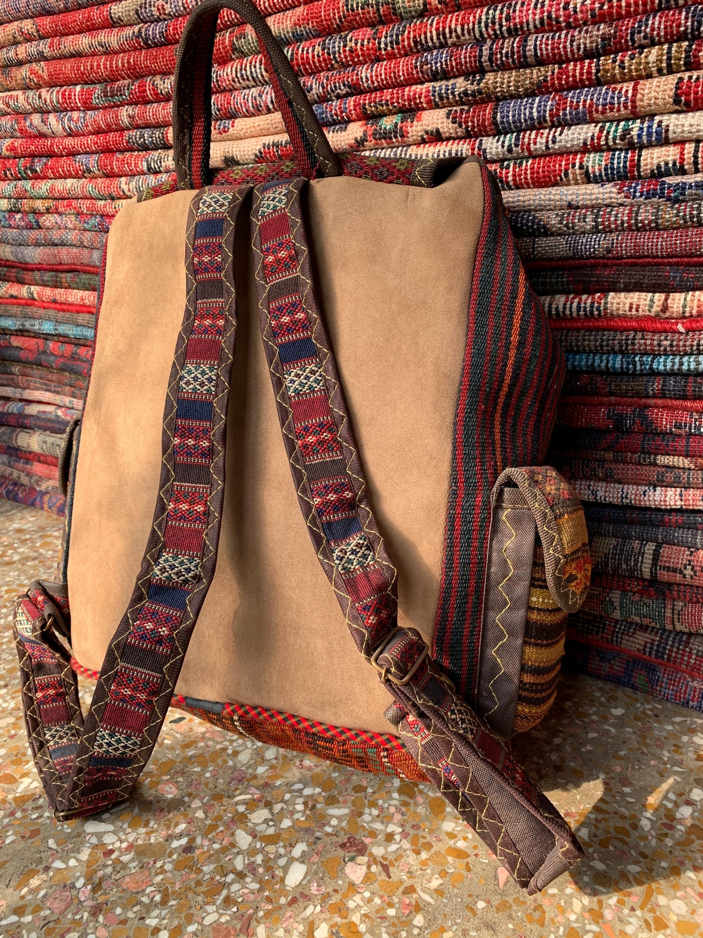 Vintage Afghan Backpack Handmade Kilim Bag, Kilim Backpack Rug Kilim Knapsack Rug, 0.8 x 1.4 ft bag, Pack, Backpack Travel Bag Kilim Rug.